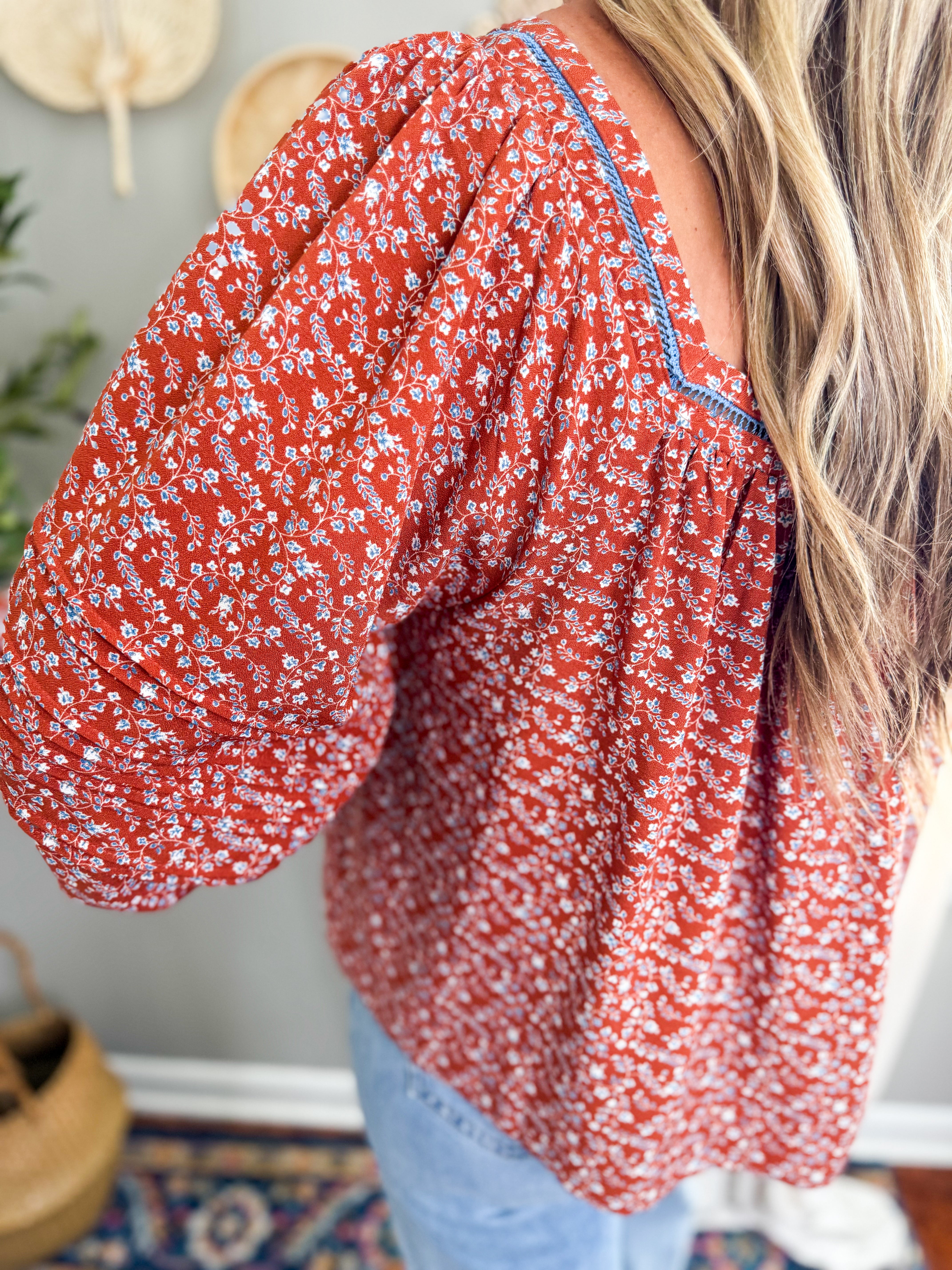 Floral Printed Square Neck Blouse