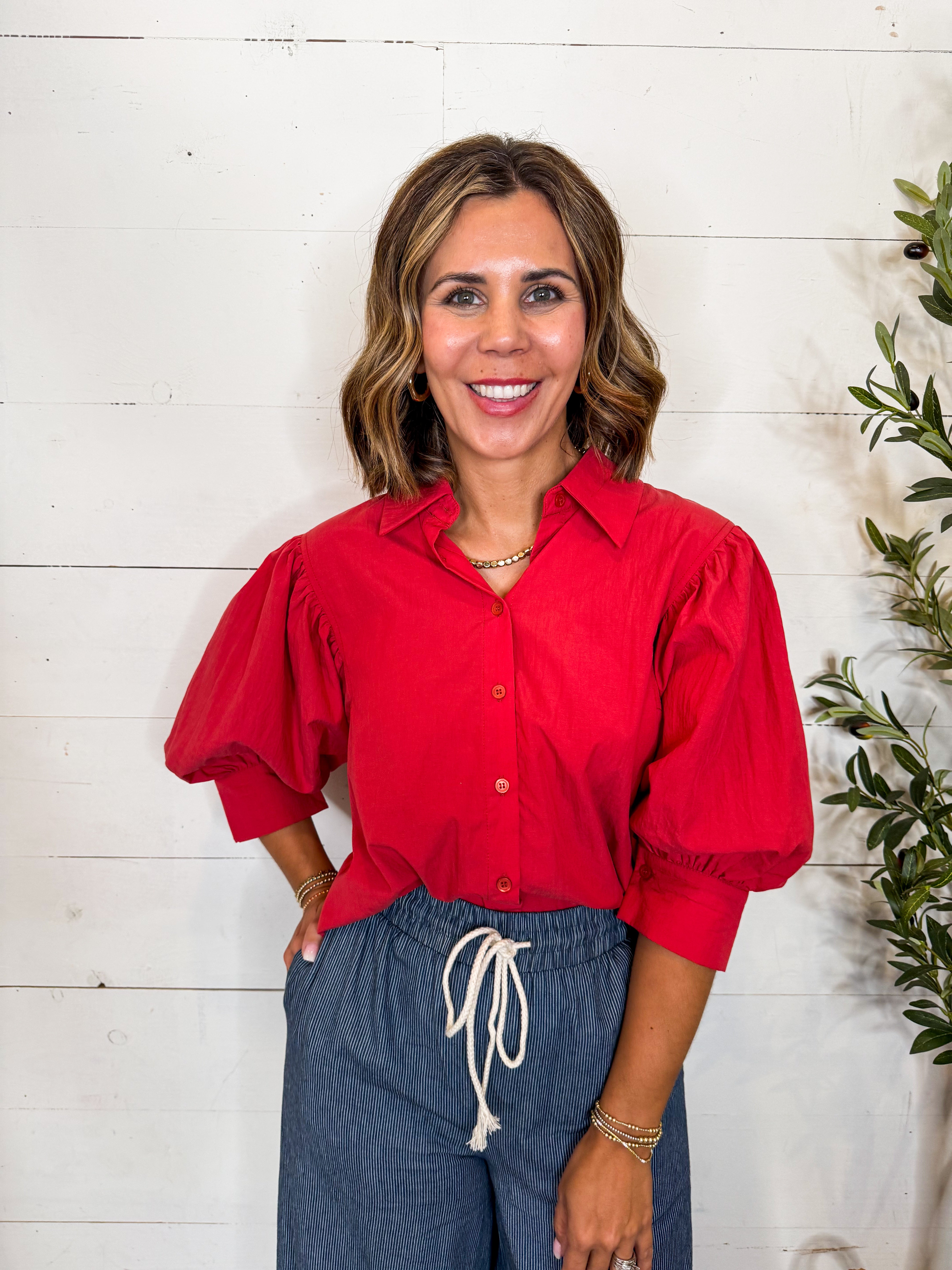 Tomato Button Down Shirt