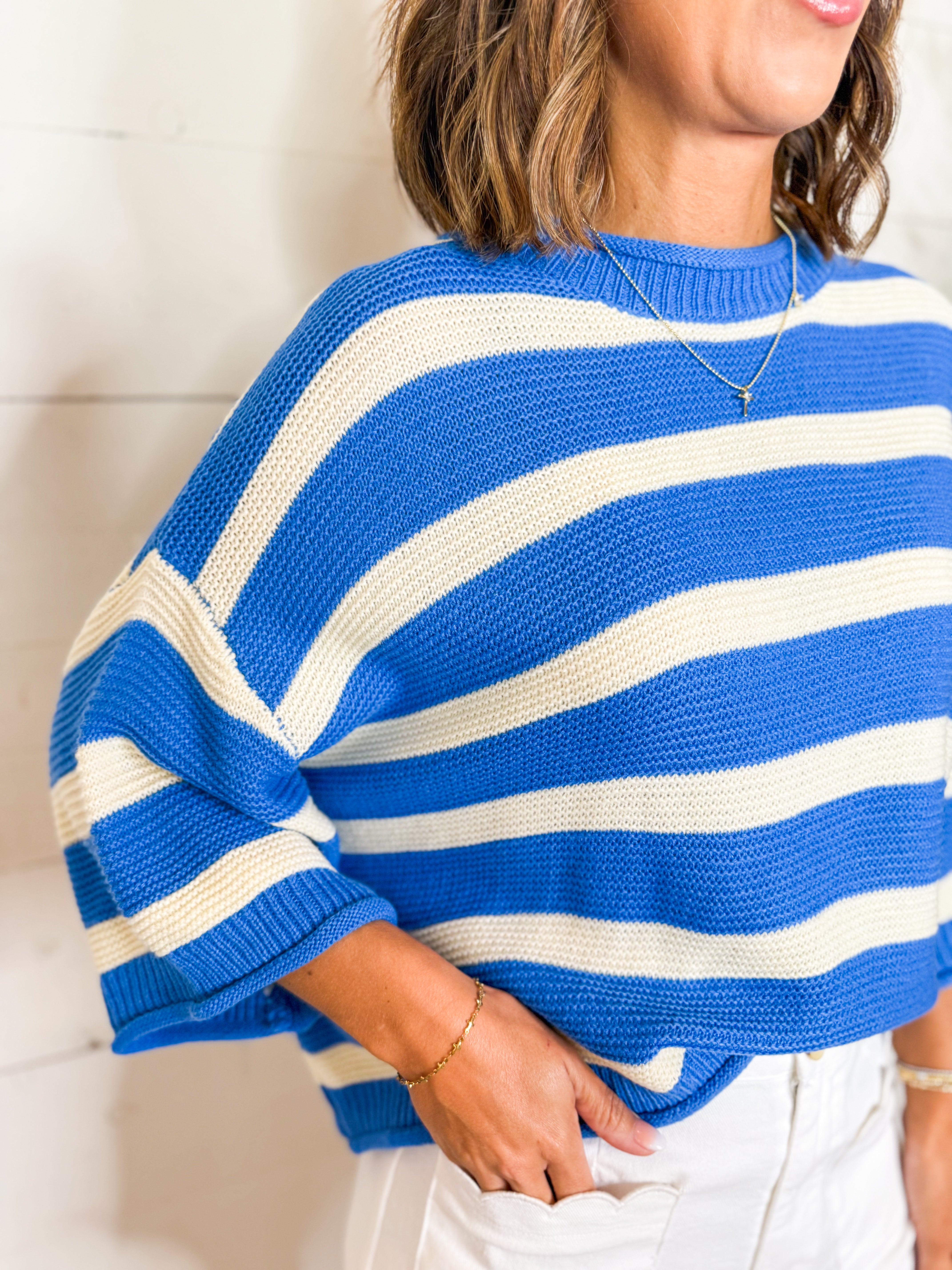 Blue Stripe Knit Top