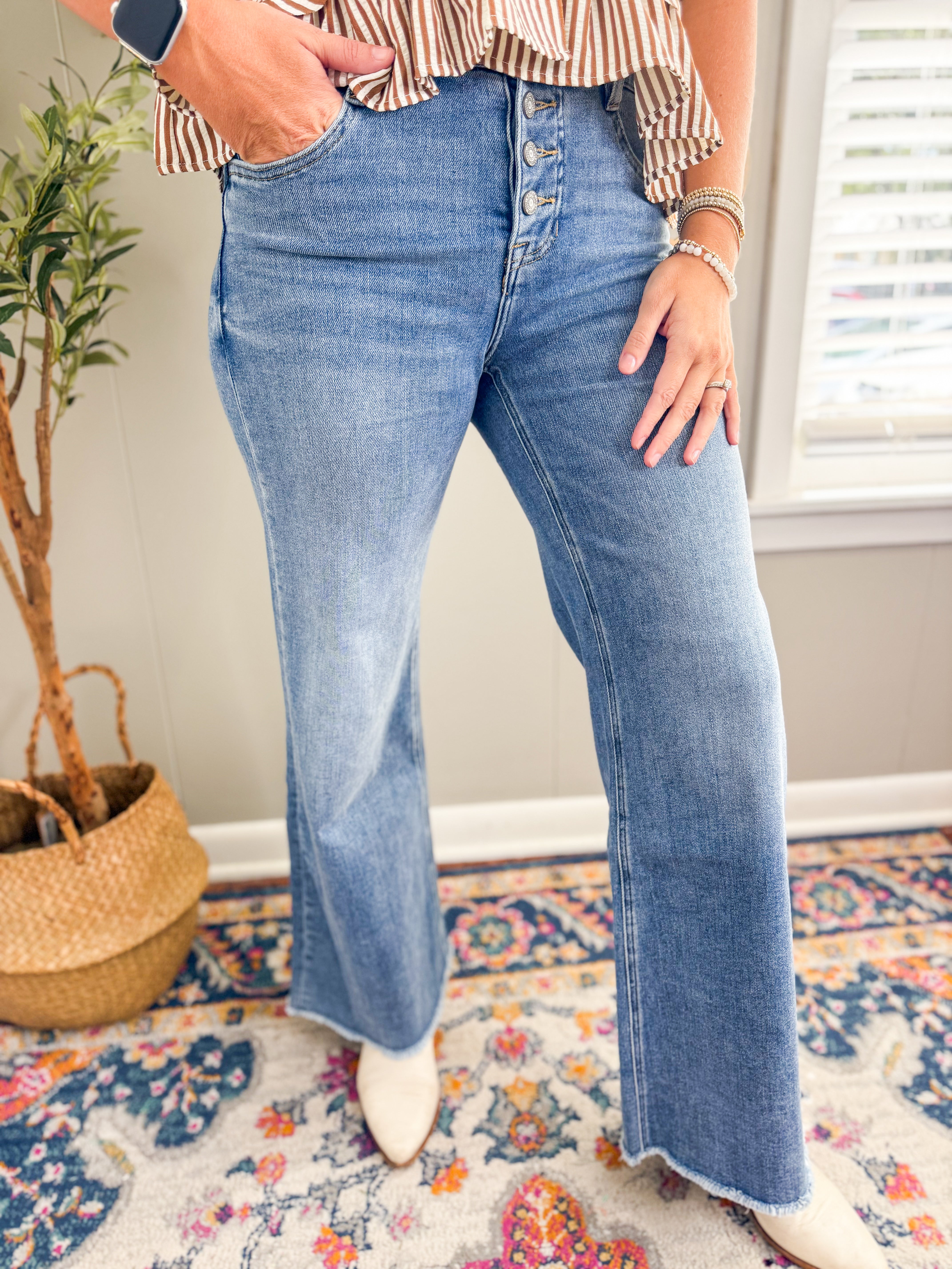 Bayeas High Rise Wide Leg Tummy Control Jean