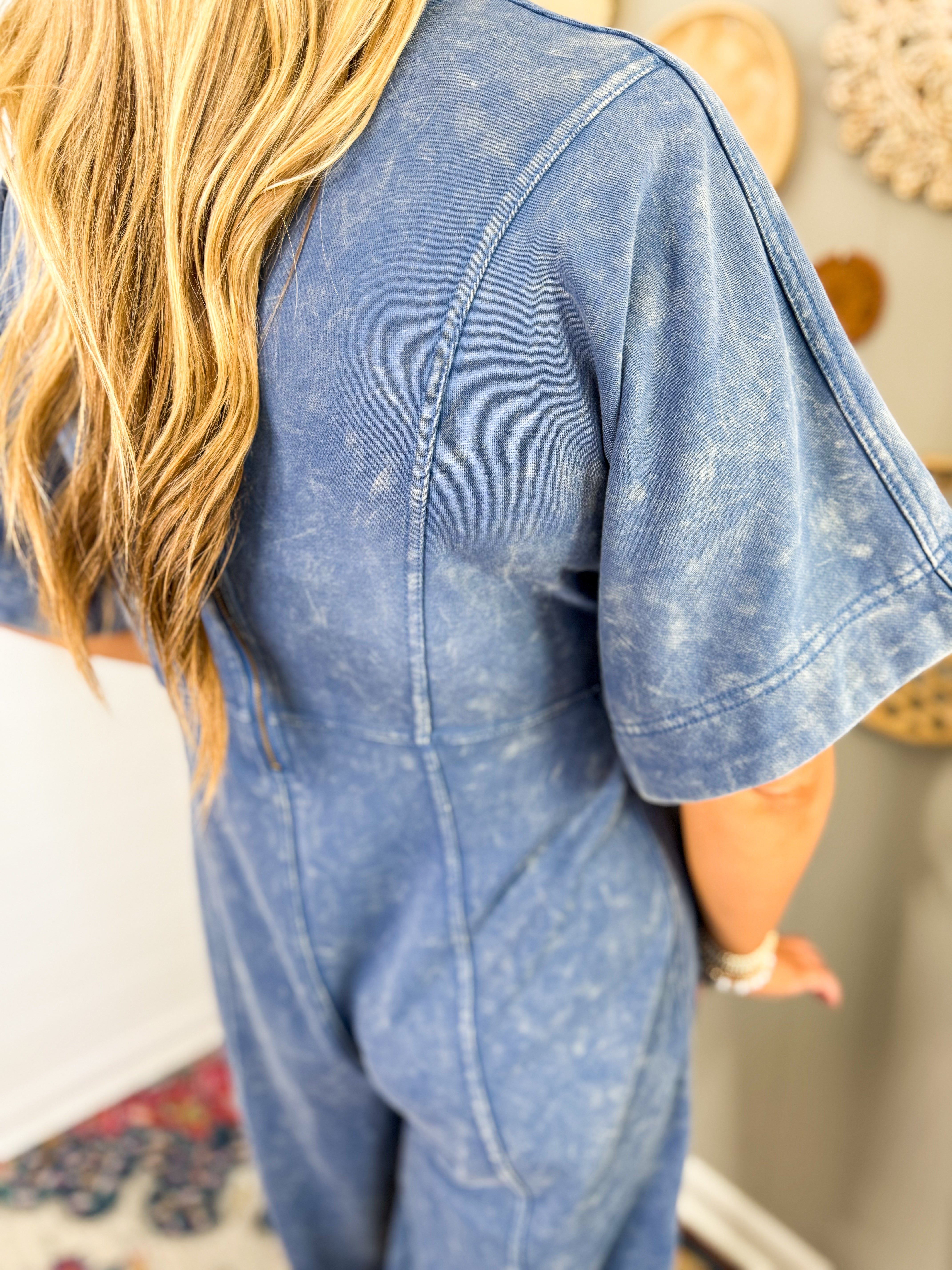 Short Sleeve V-Neck Jumpsuit