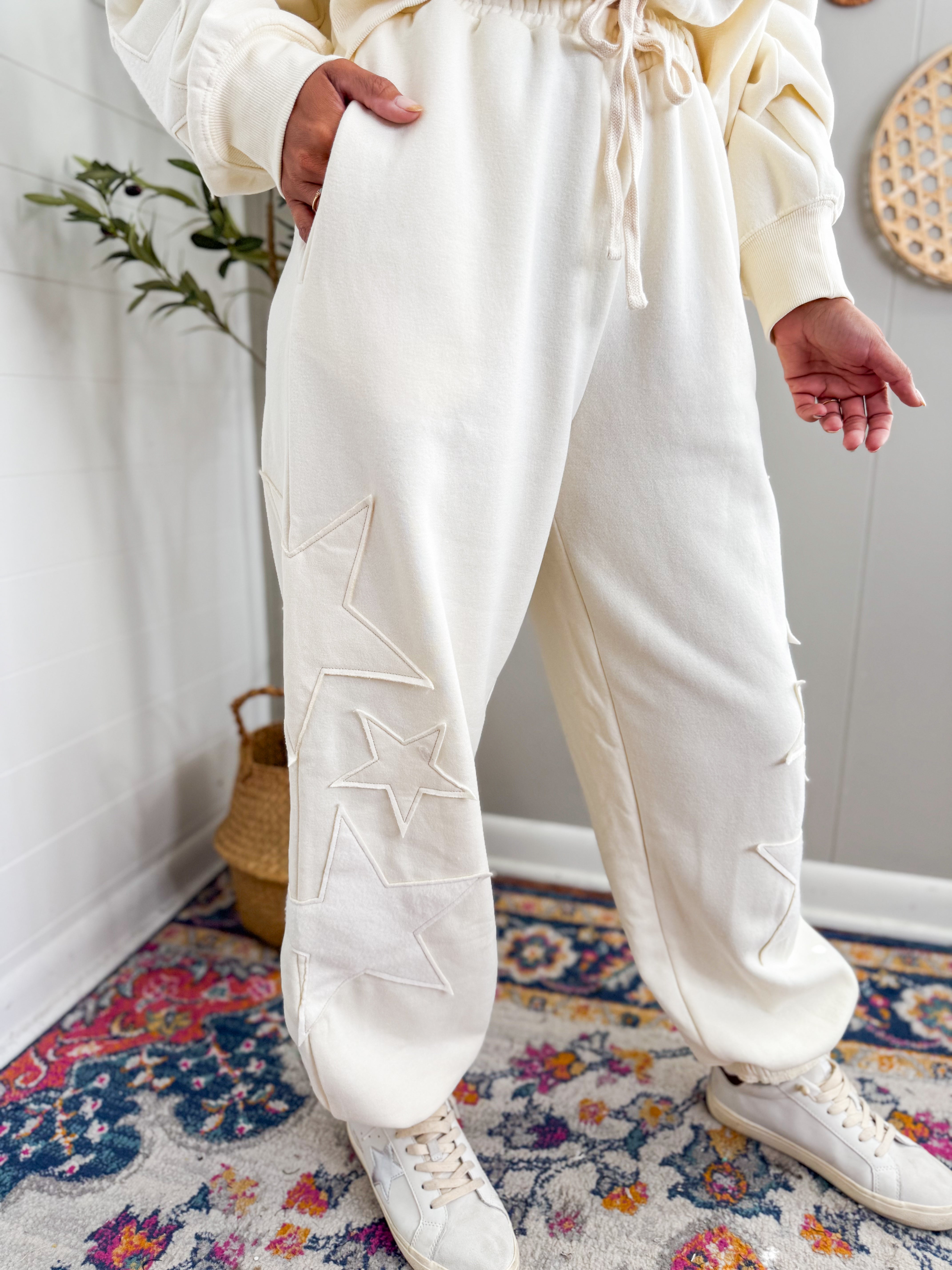 Star Patch Casual Drawstring Jogger Pants