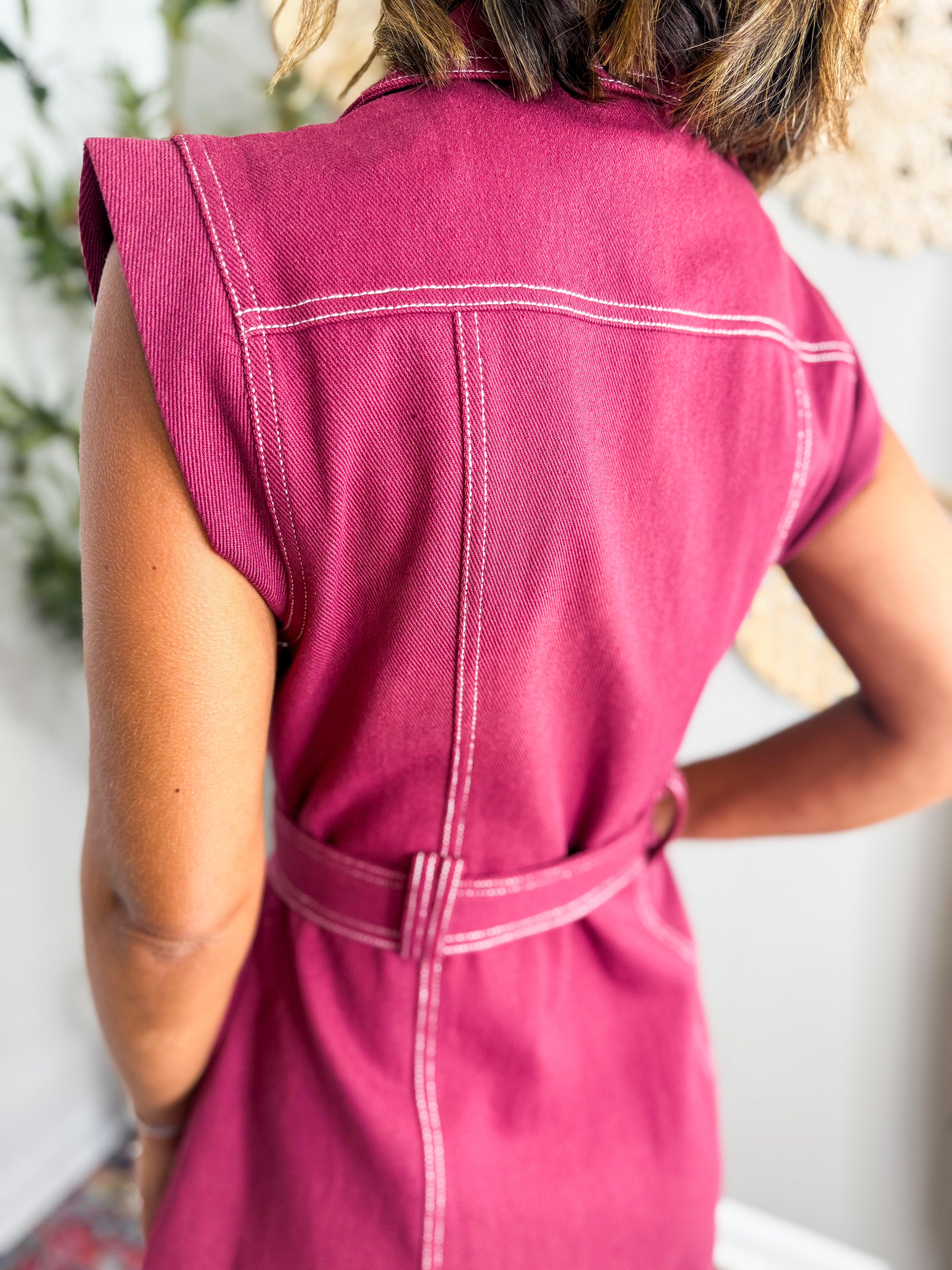 Solid Sleeveless Maroon Mini