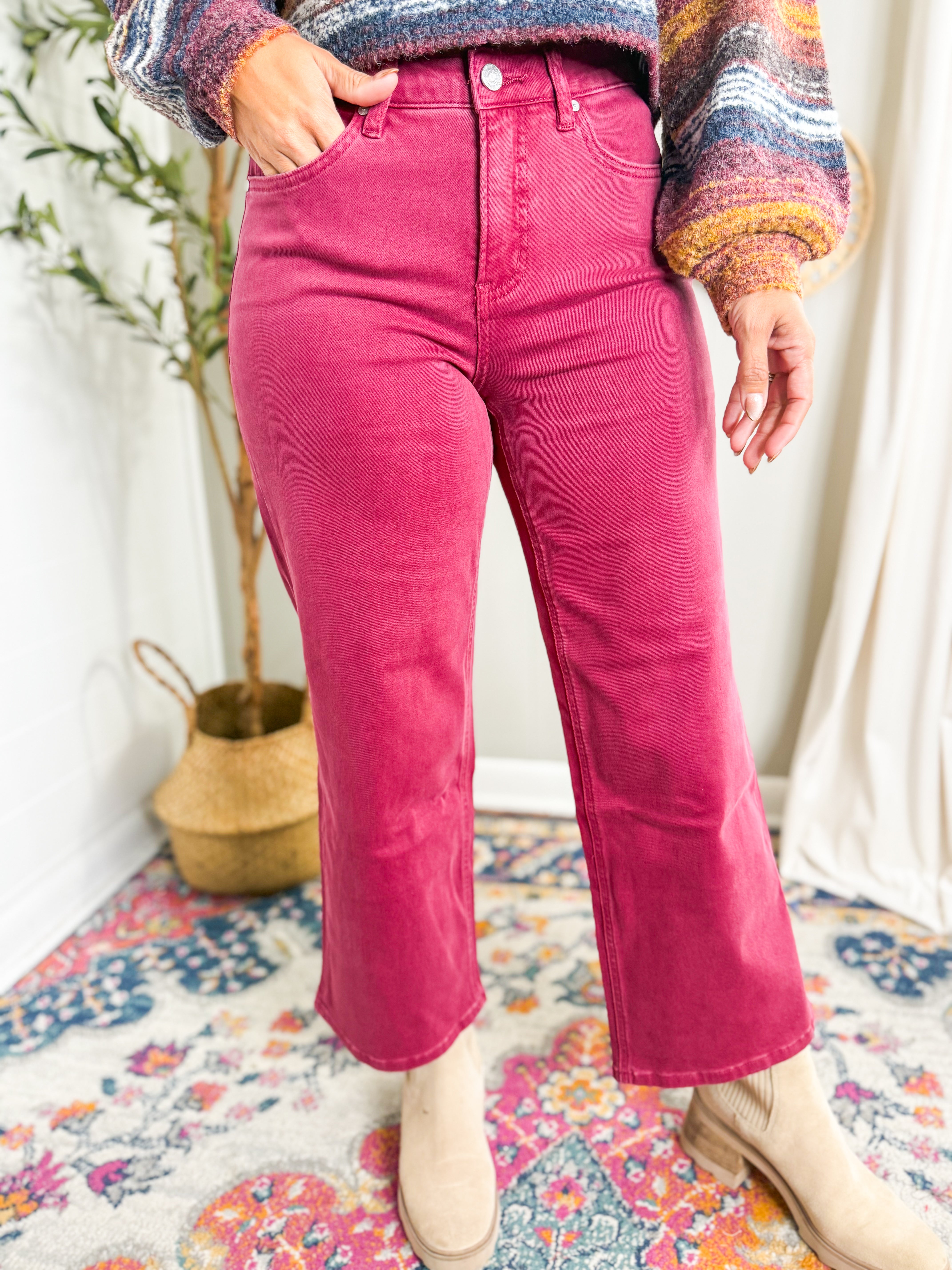 Bayeas Mid Rise Straight Leg - Wine