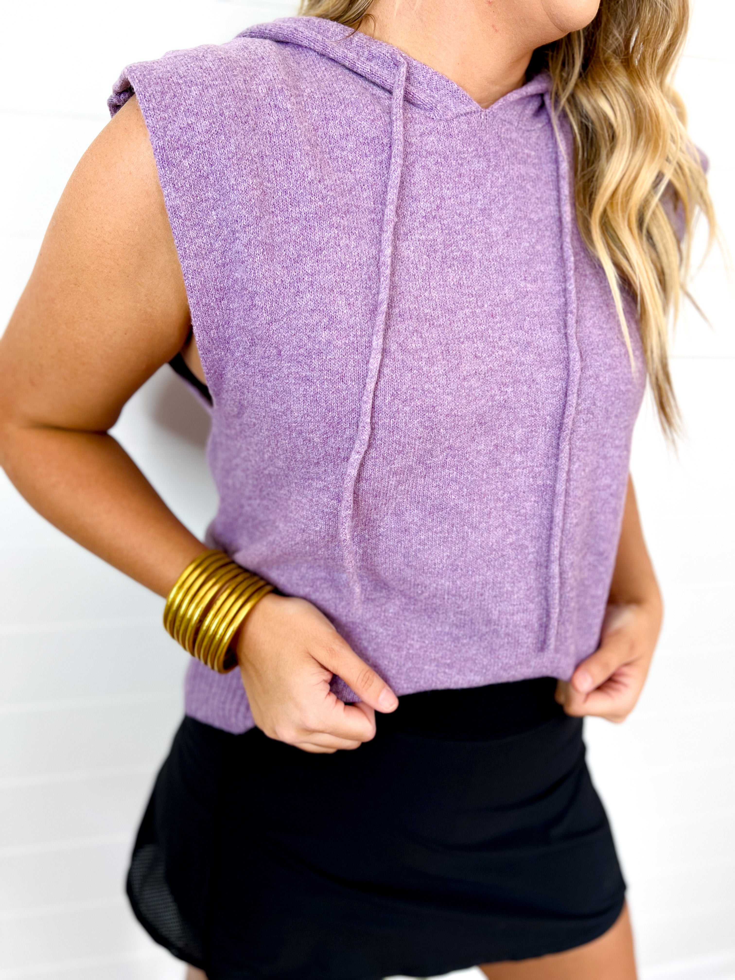 Lavender Hooded Sweater Vest