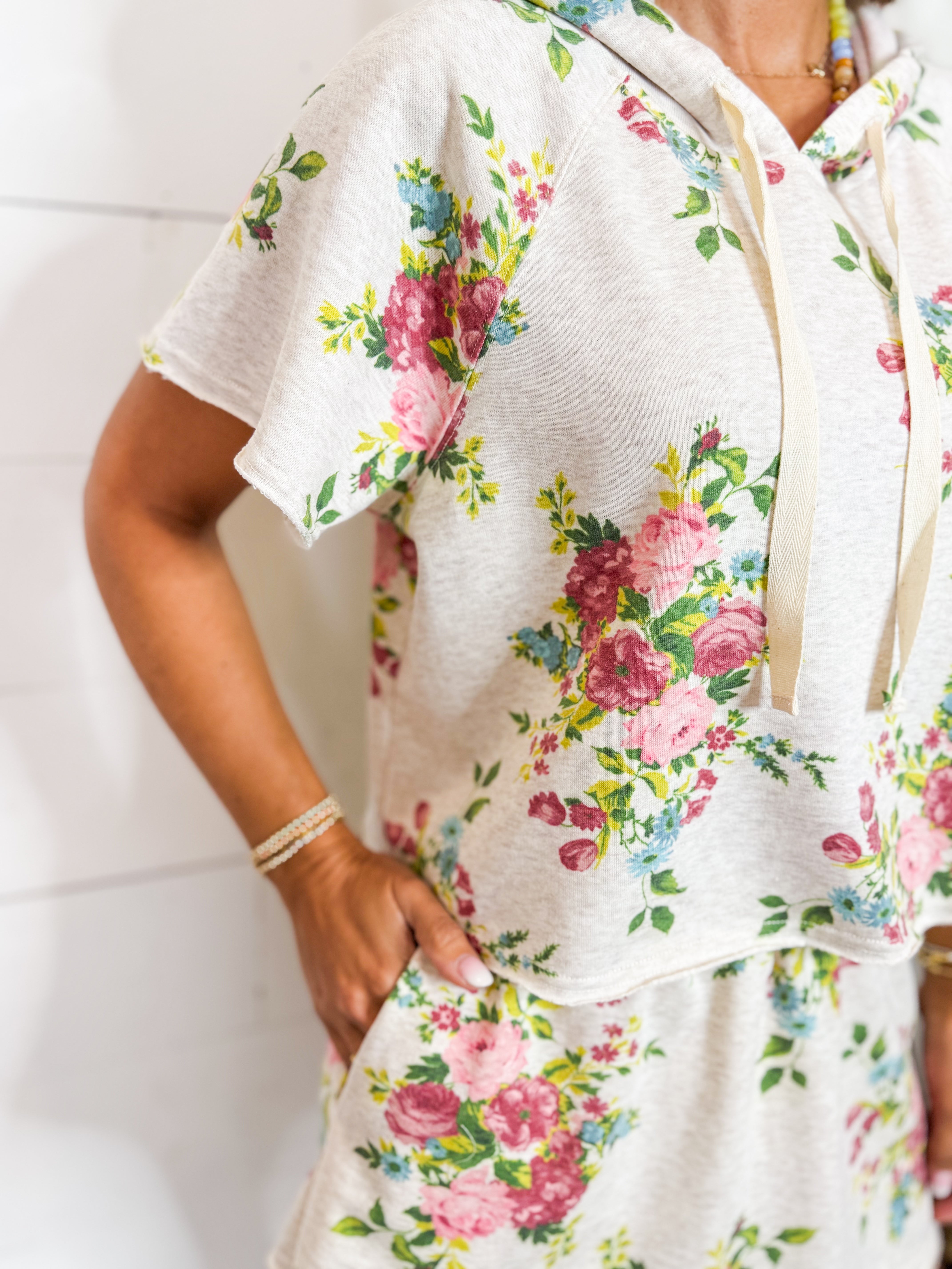 Floral Cotton Terry Hoodie