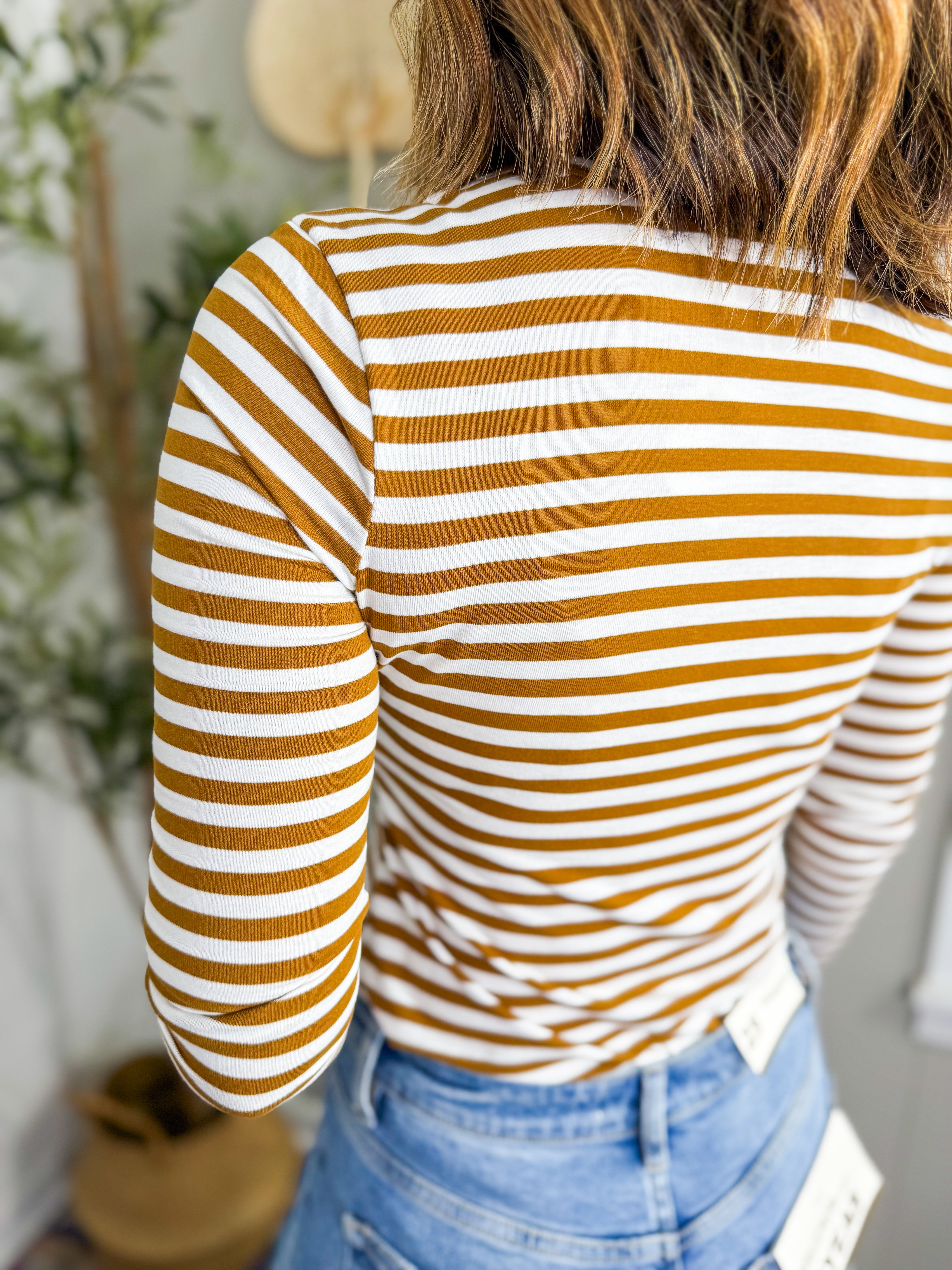 Striped Crewneck Long Sleeve Top - 2 Colors
