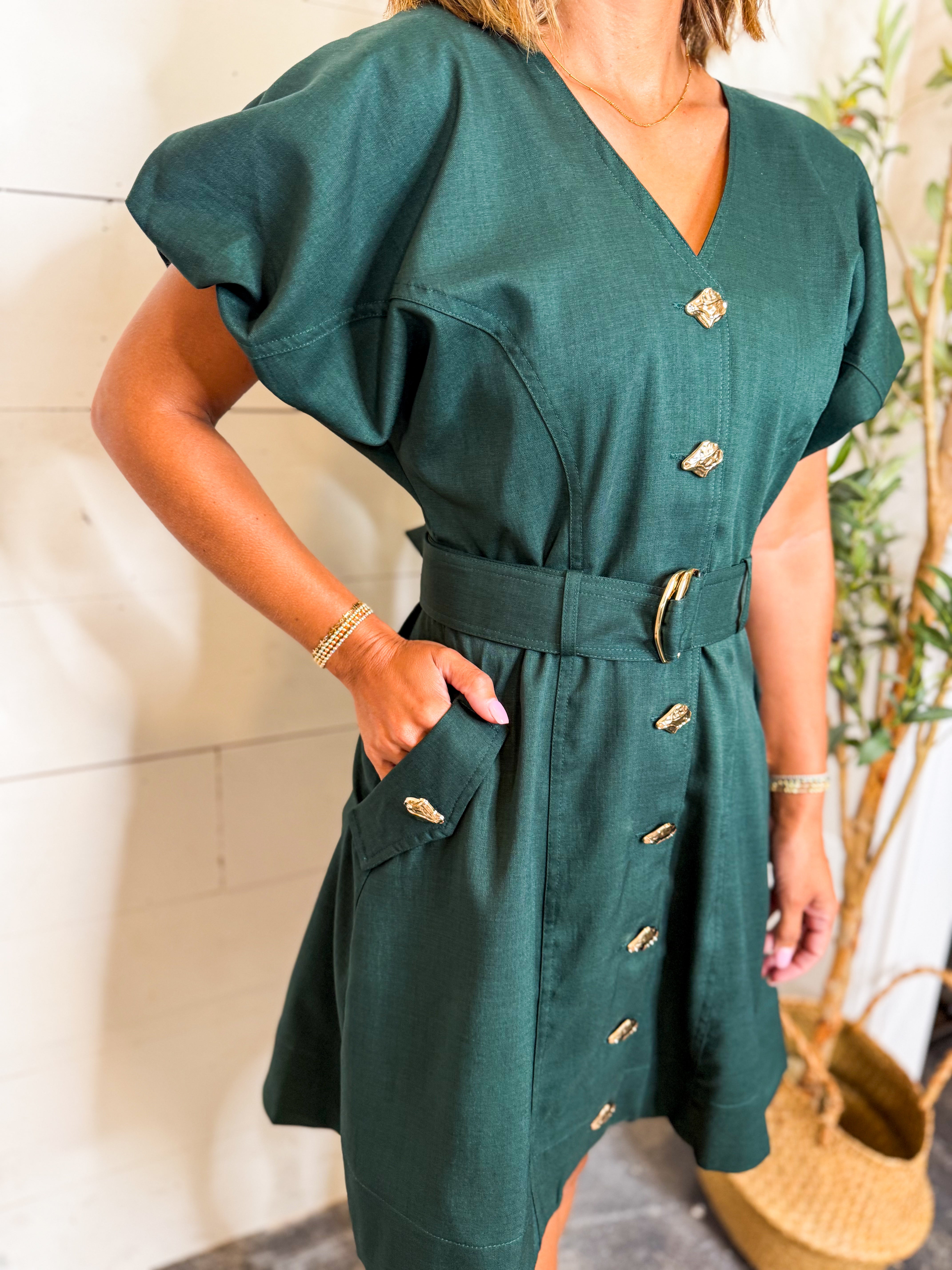 Belted Short Sleeve Mini Dress