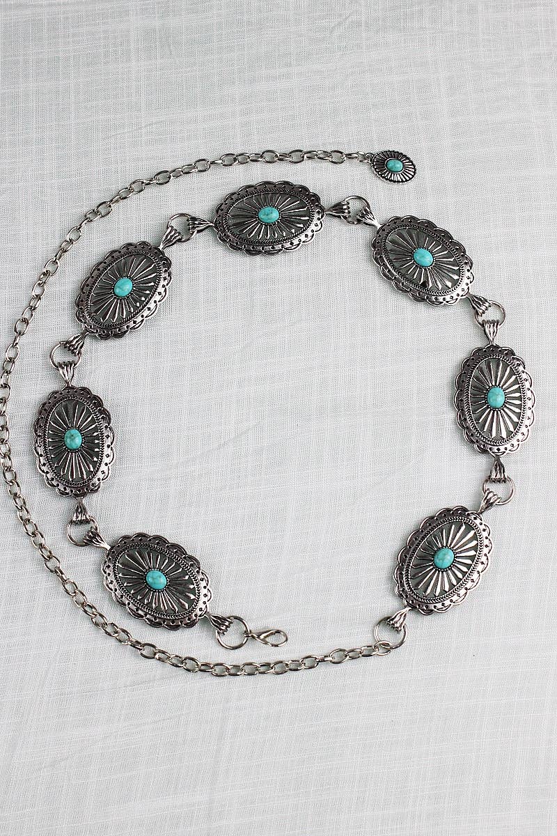 Vintage Turquoise Chain Belt