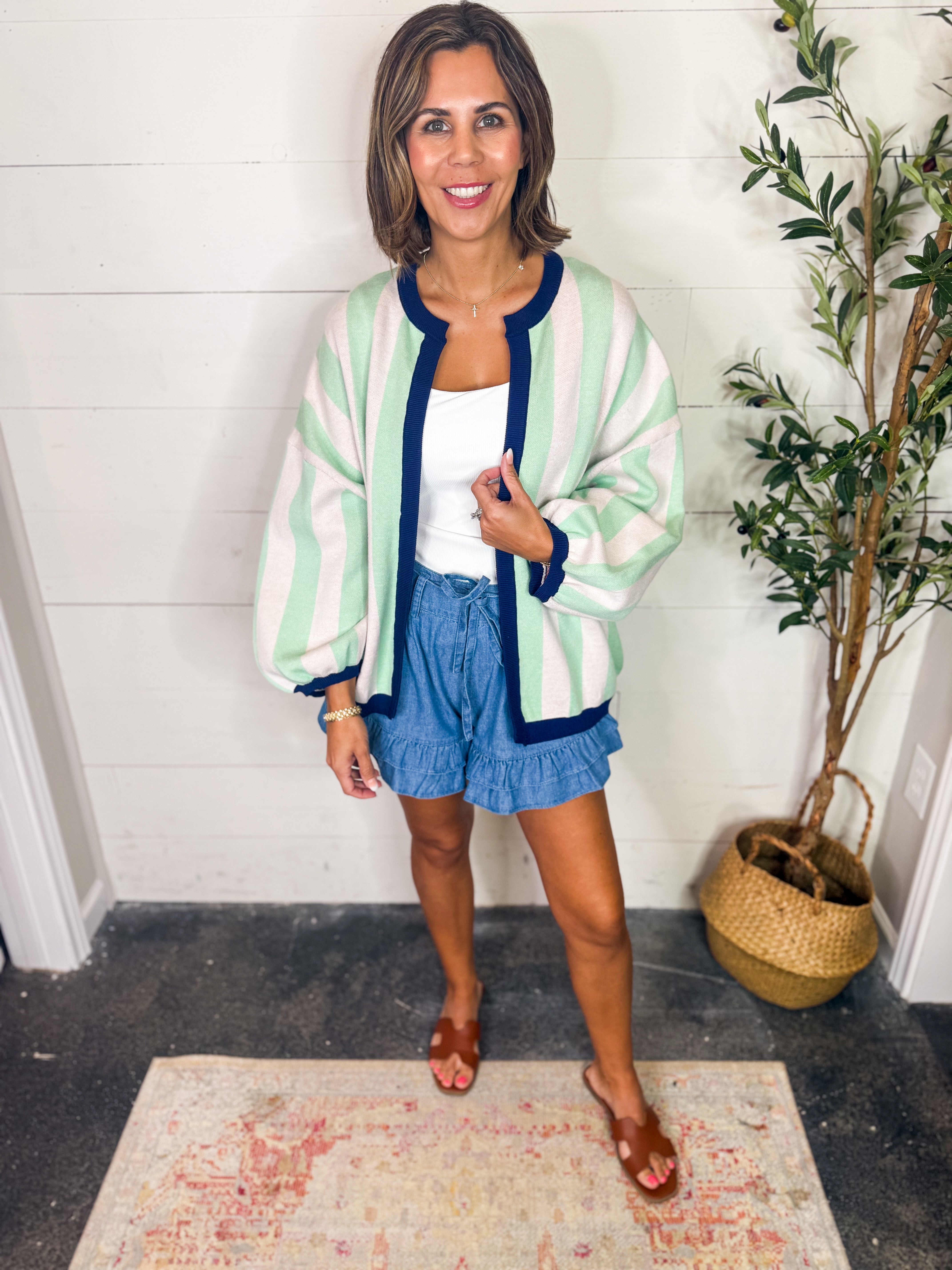 Striped Lobster Detail Cardigan