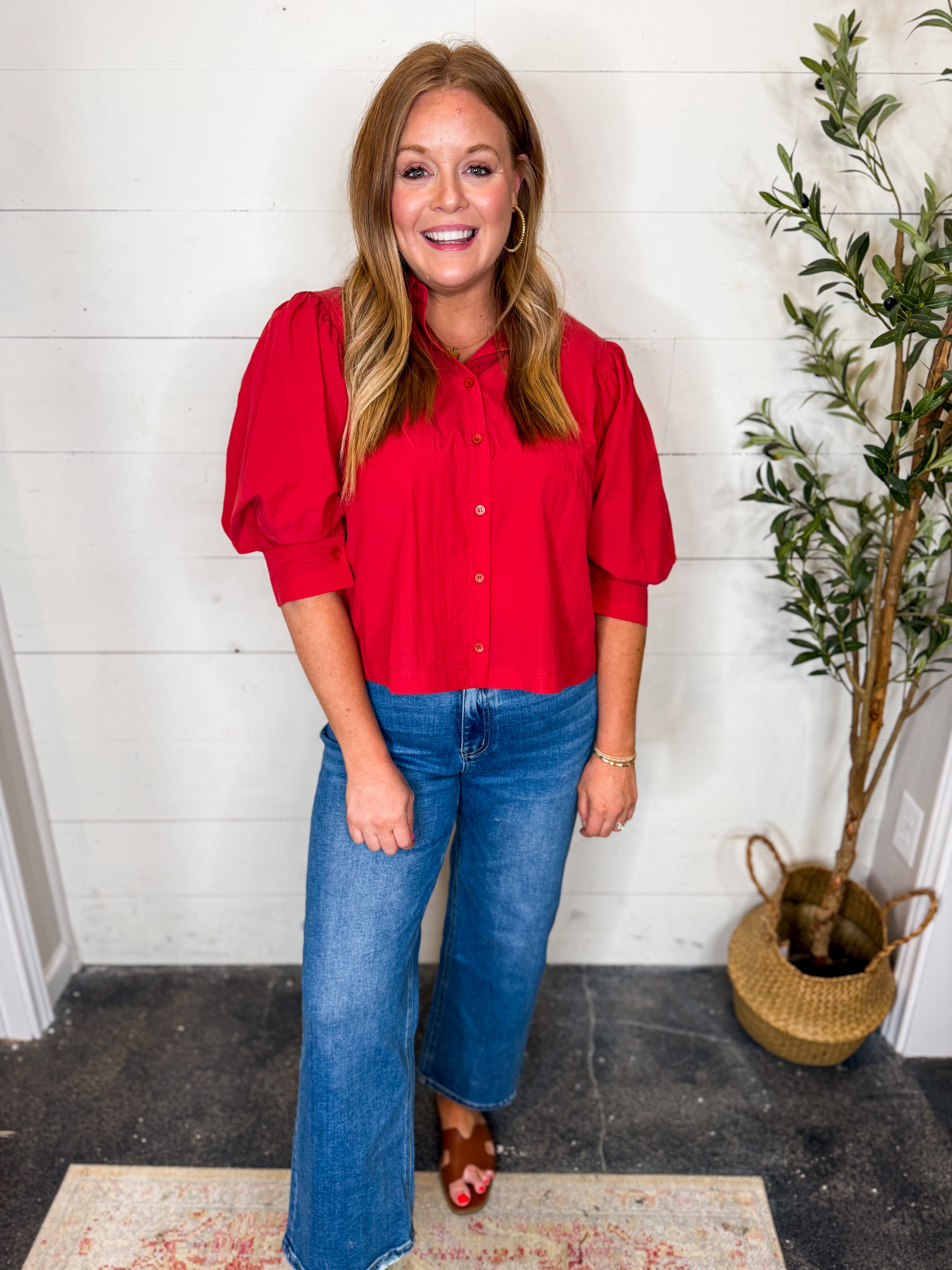 Tomato Button Down Shirt