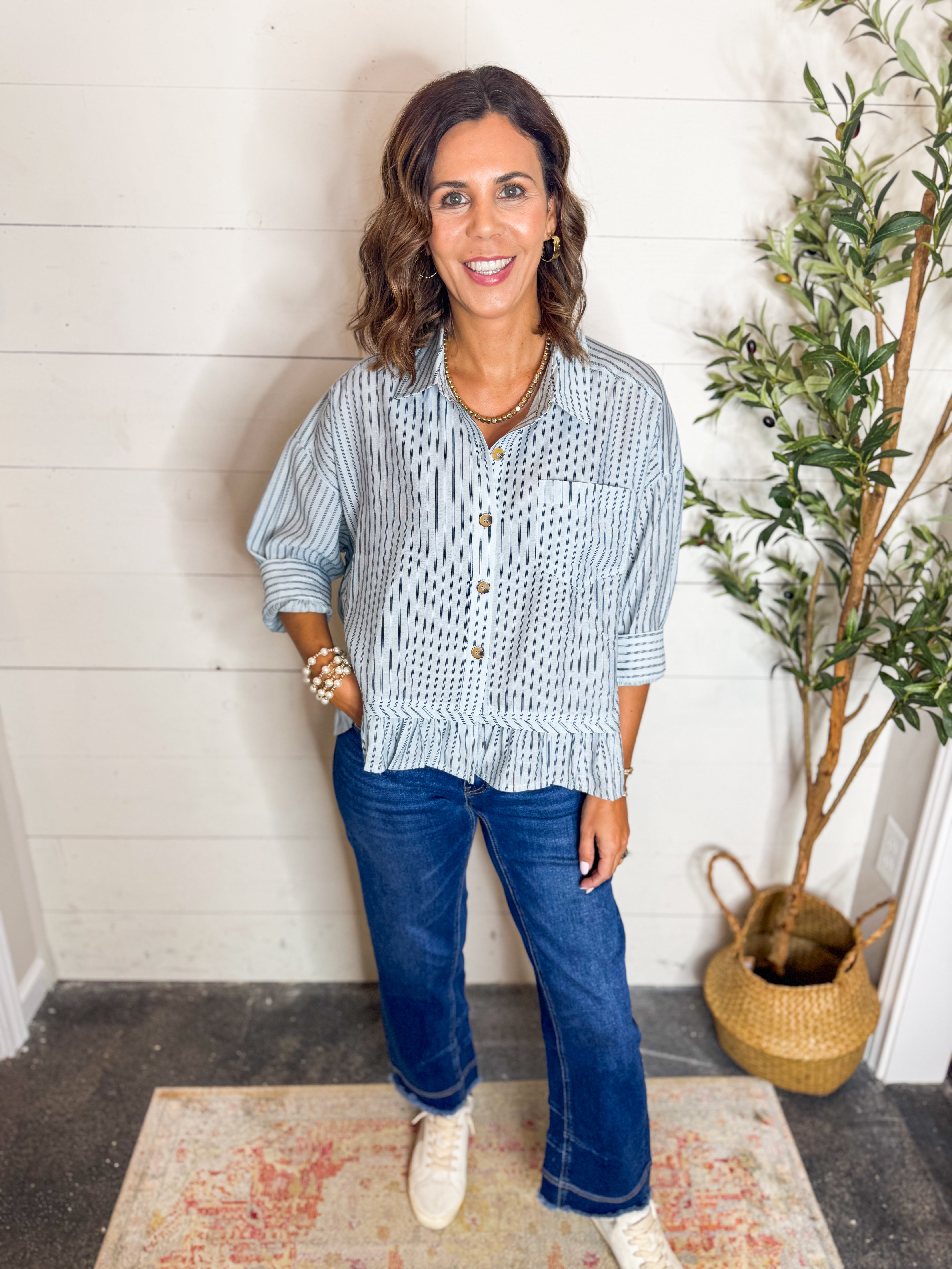 Striped Button-up Shirt