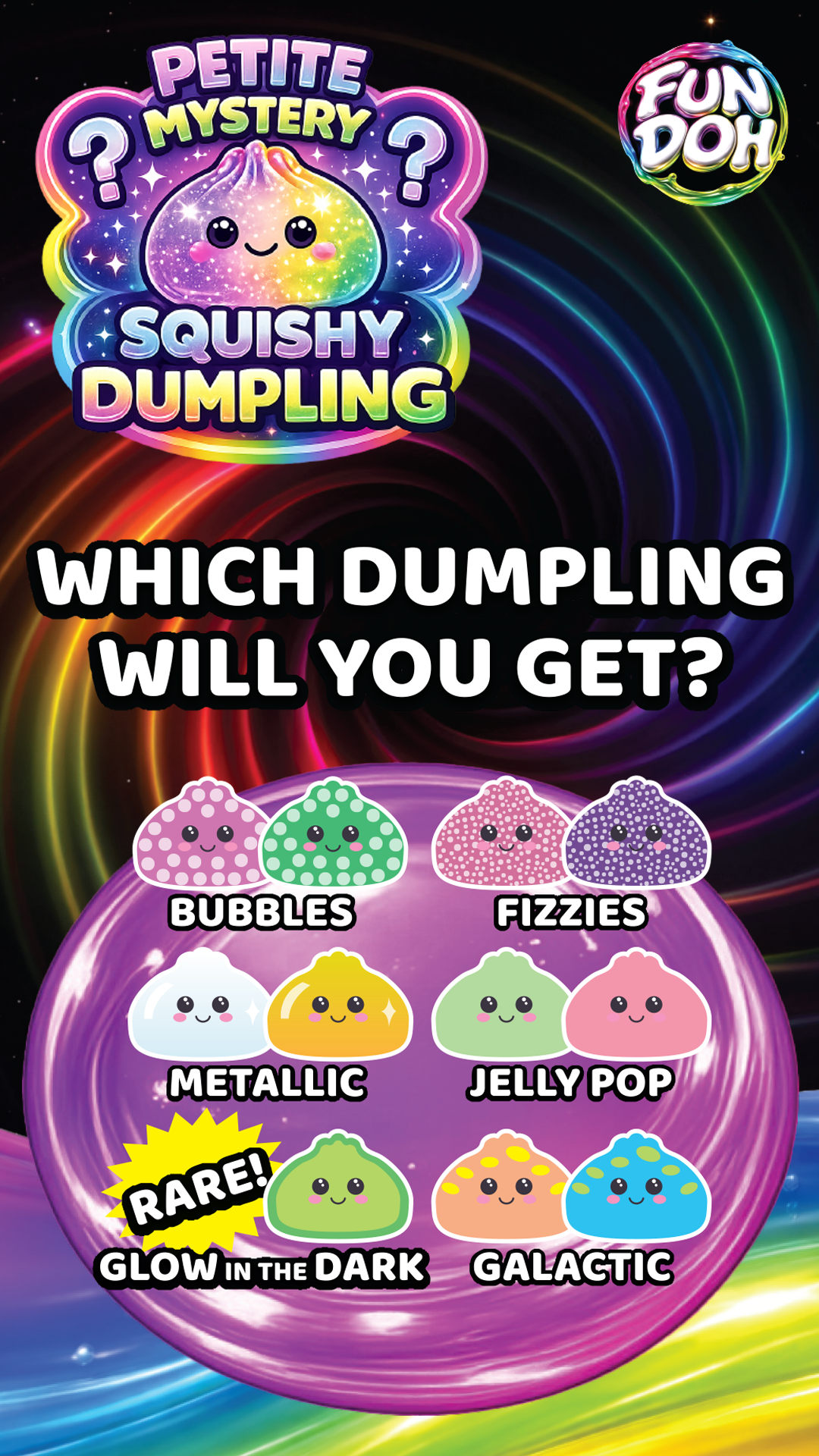 Novelty Brands - Fun Doh Petite (Mini) 2.5" Mystery Dumpling Squishy Toy