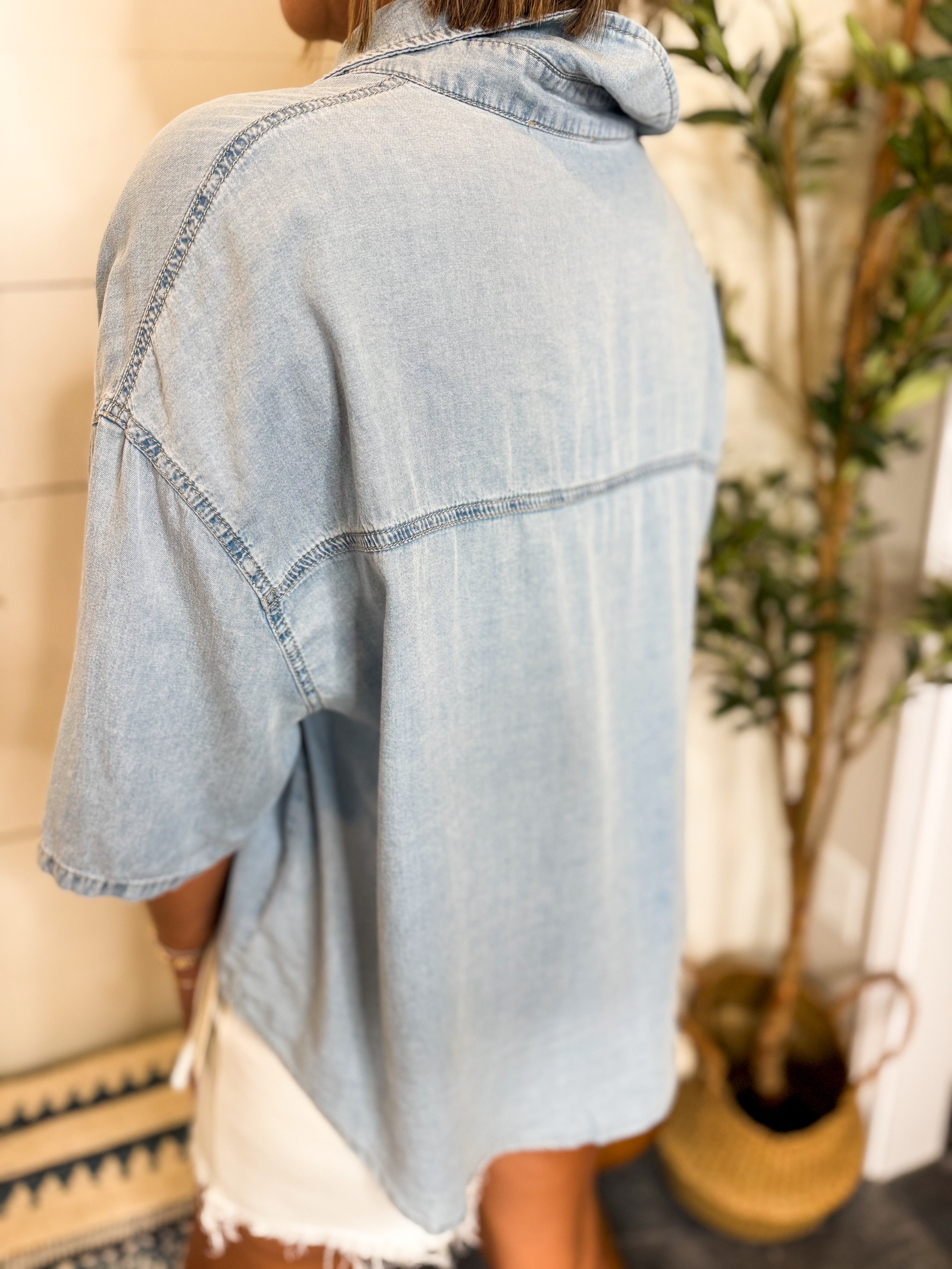 Chambray Button Down Top