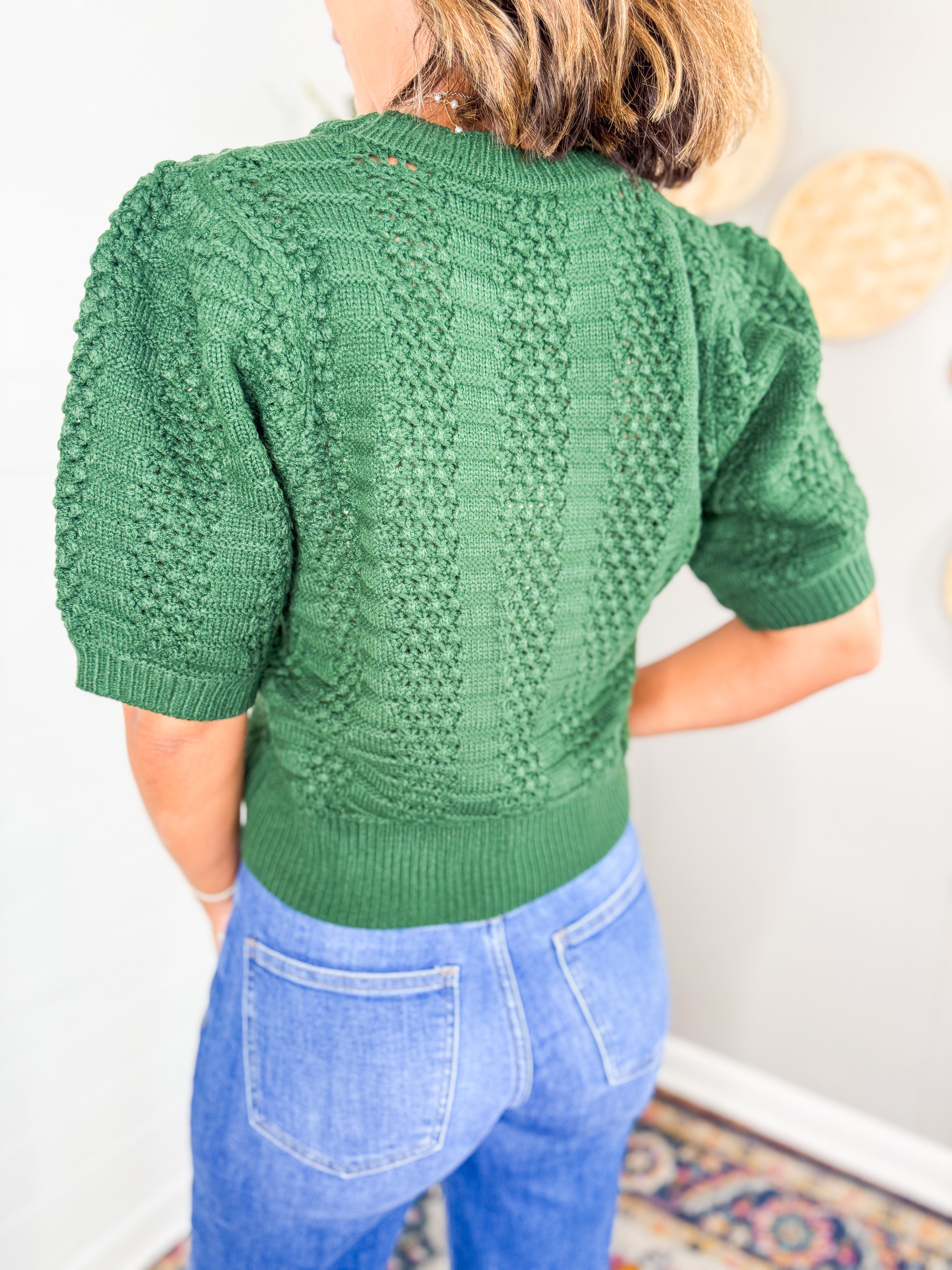 Green Short Sleeve Knit Top