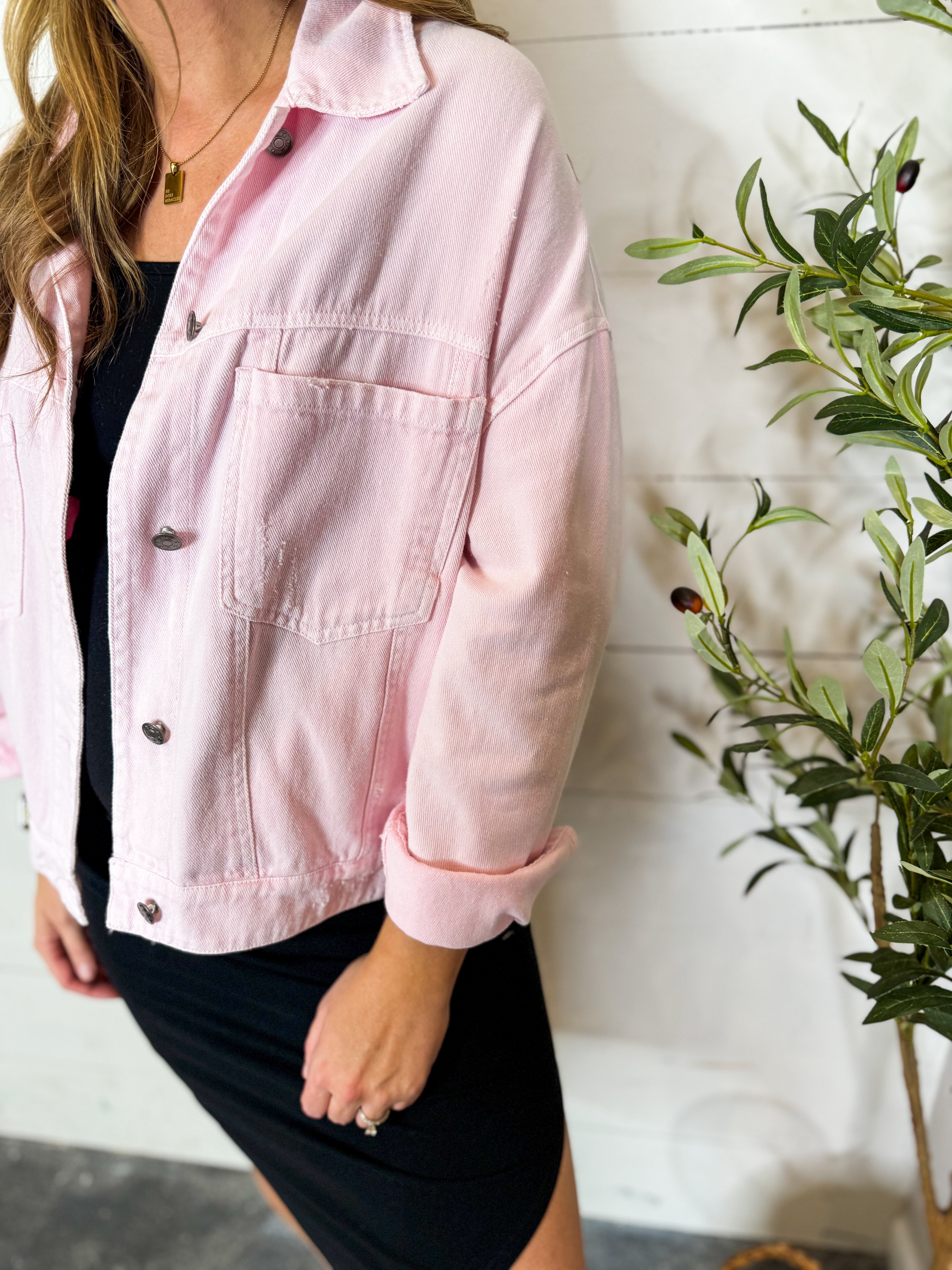 Back Pleated Denim Jacket