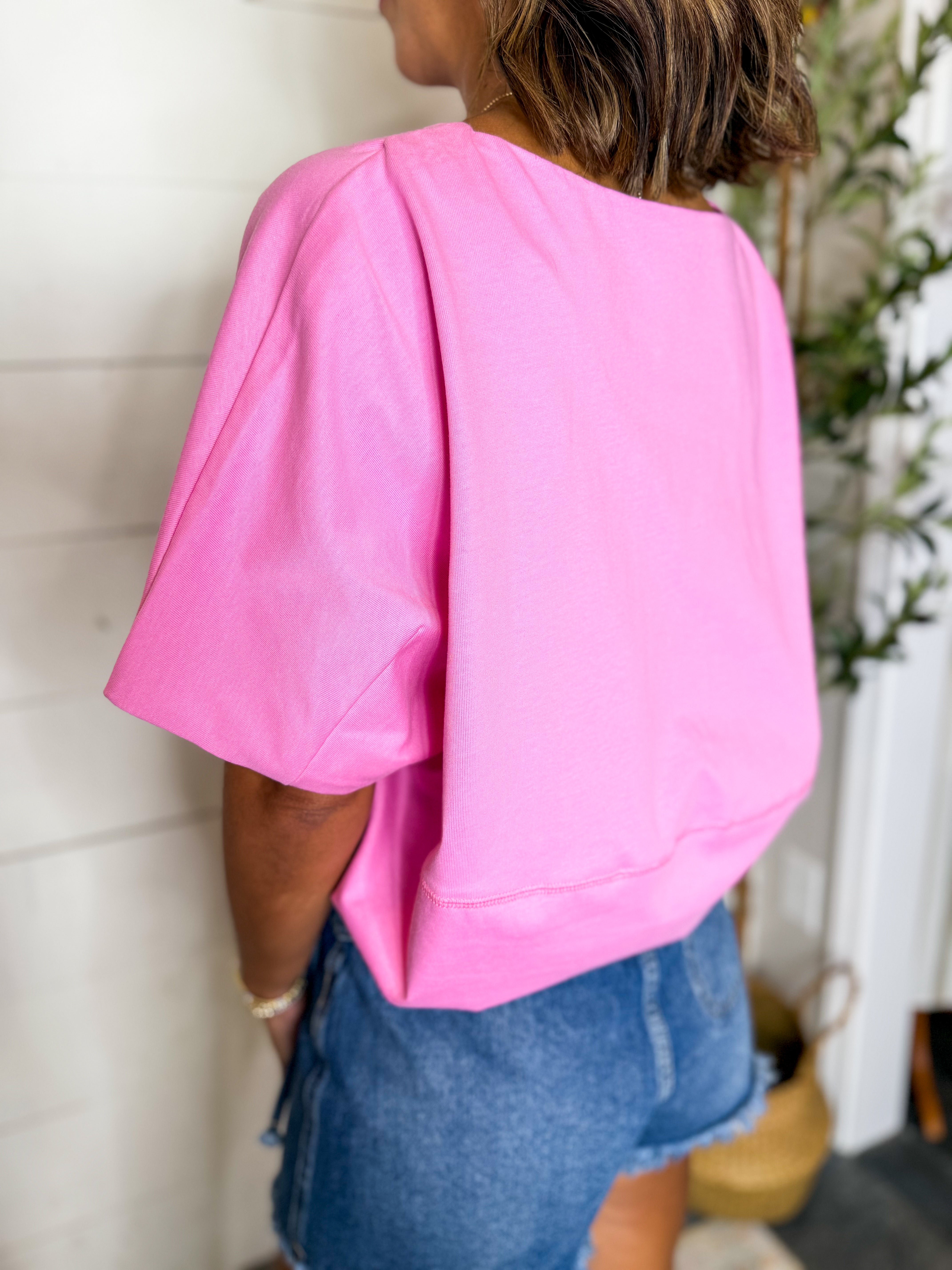 Solid Round Neck Drawstring Waist Knit Top