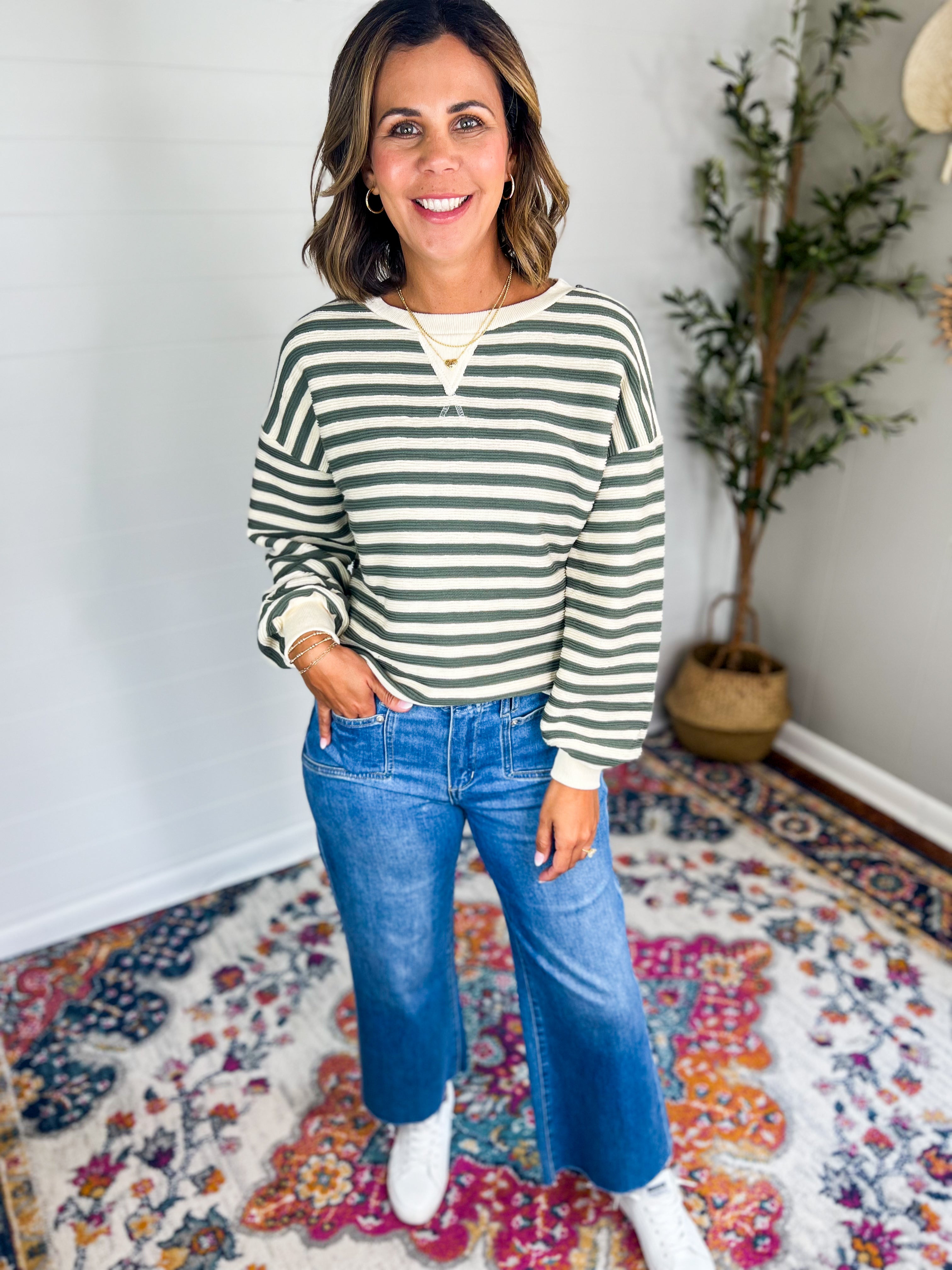 Striped Ribbed Knit Top