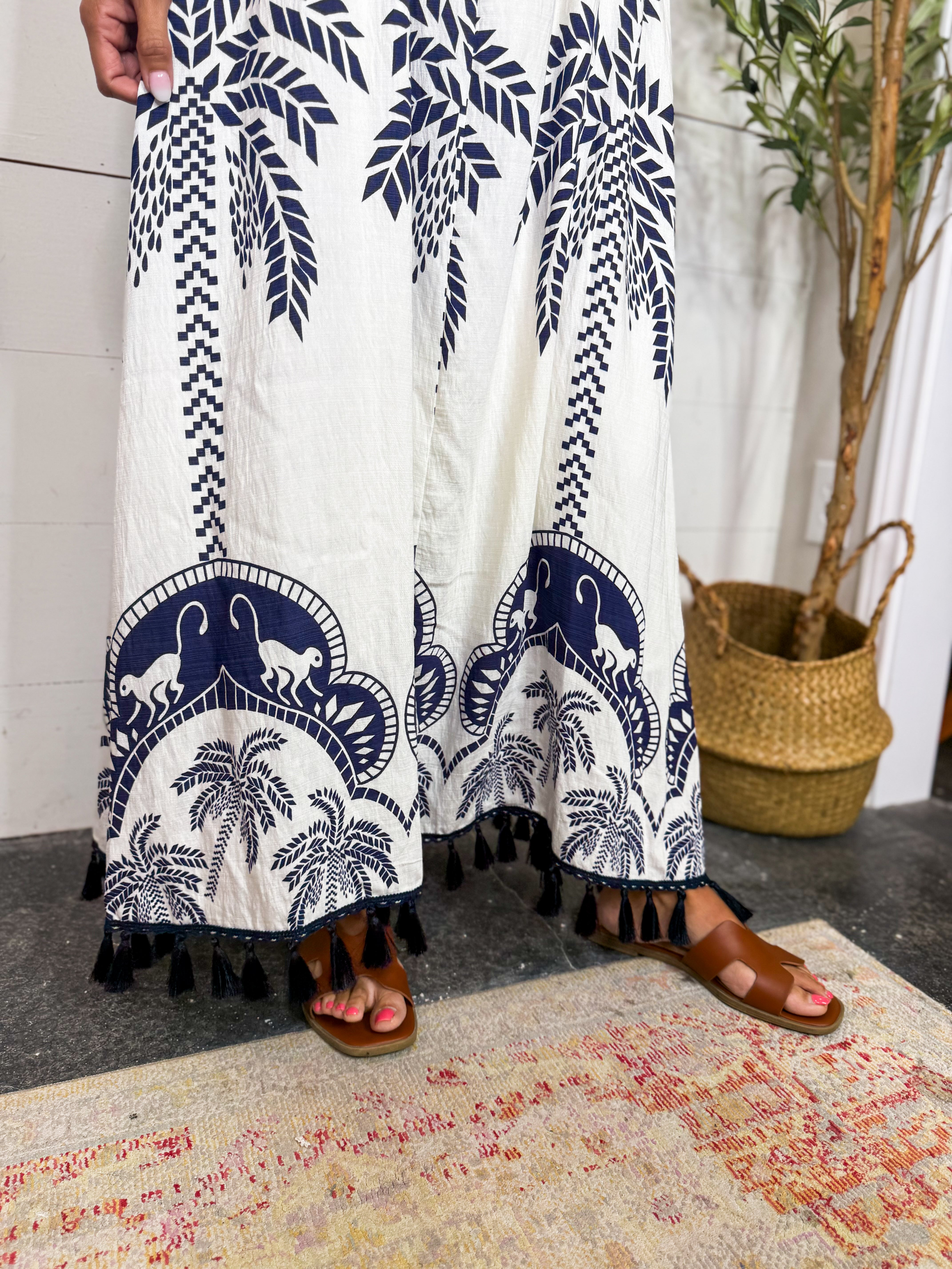 Cream Printed Maxi Dress