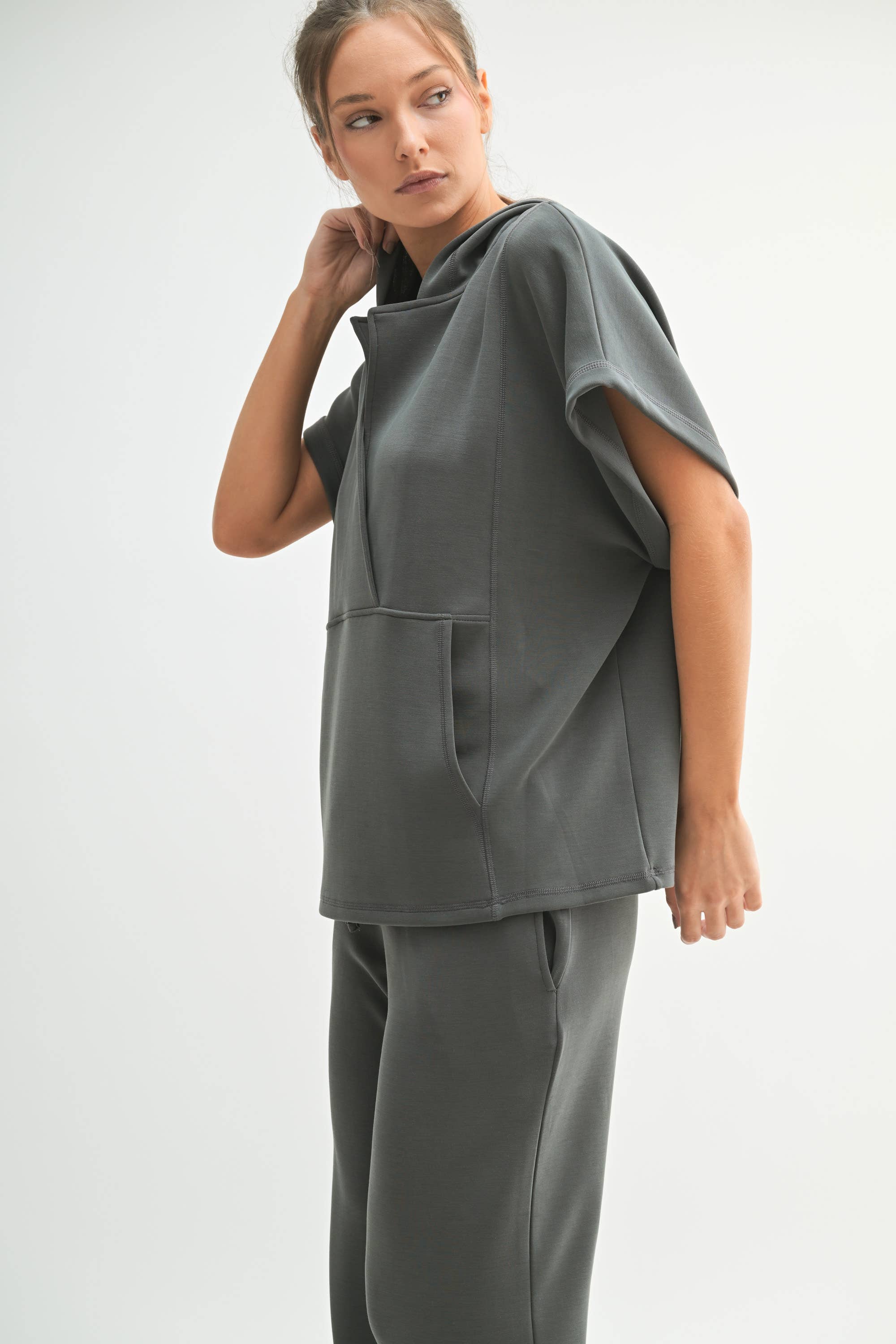 Mono B - Laguna Boxy Fit V-Neck Hoodie