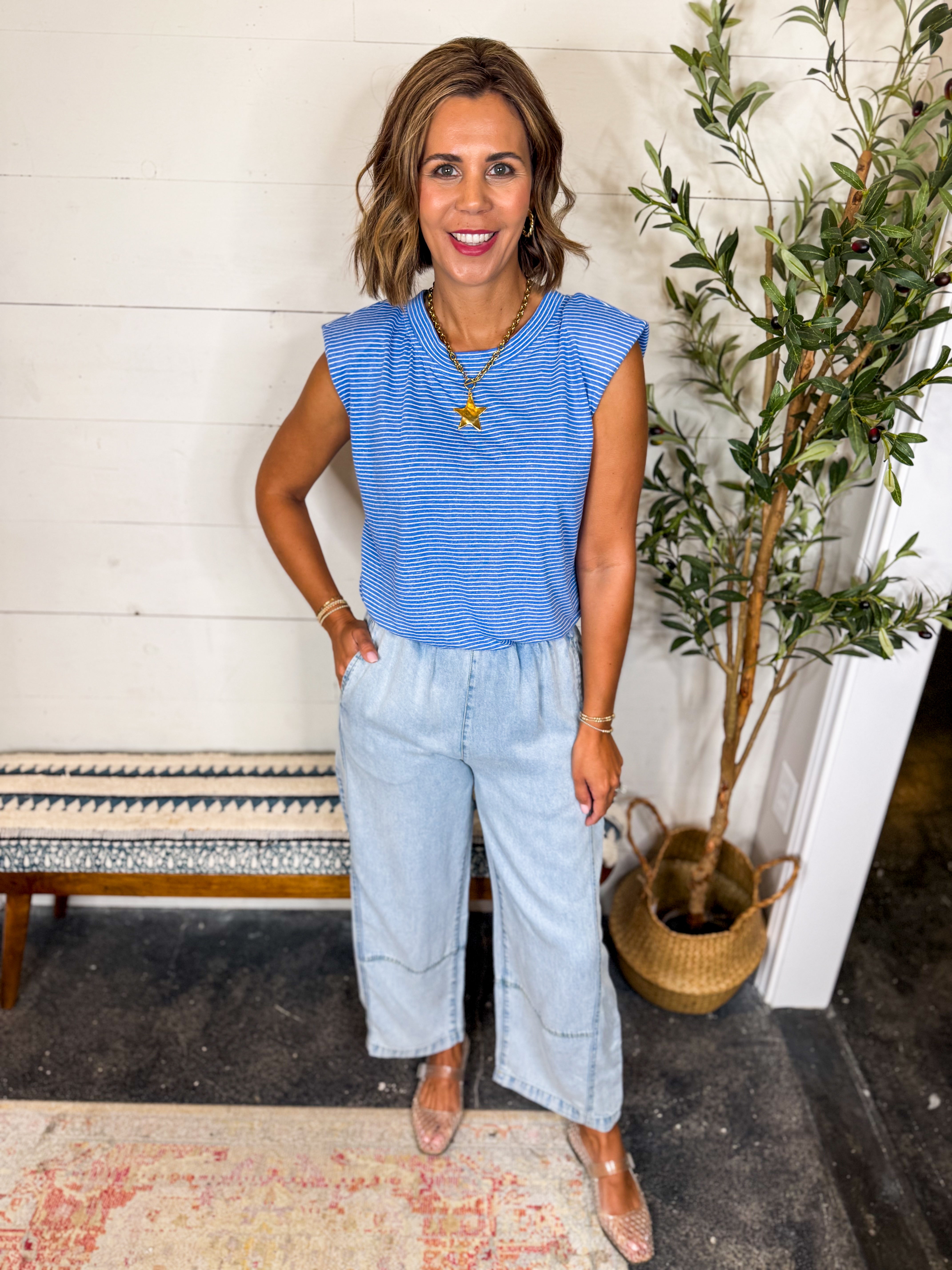 Washed Denim Pants