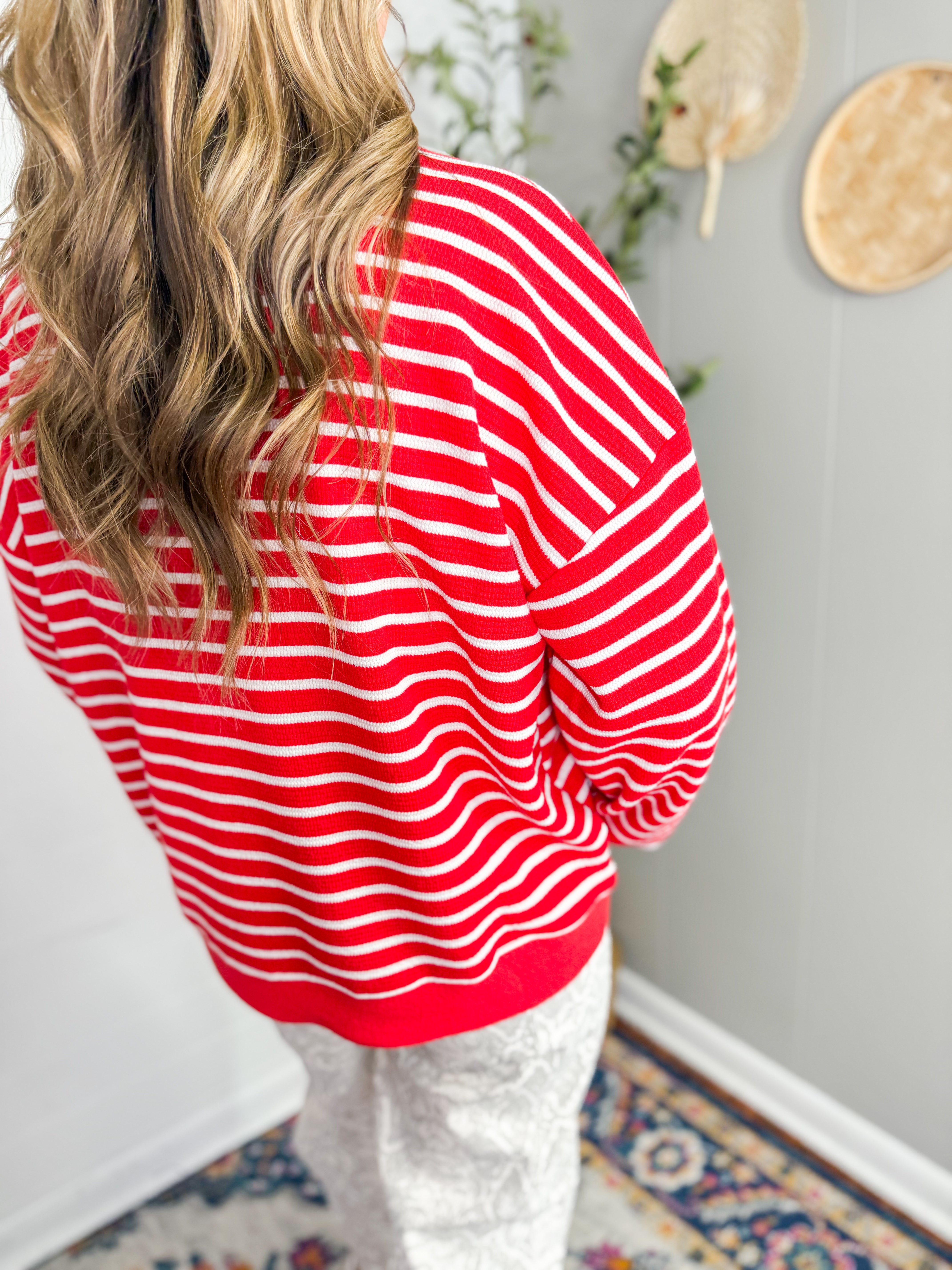 Red Striped Sweatshirt