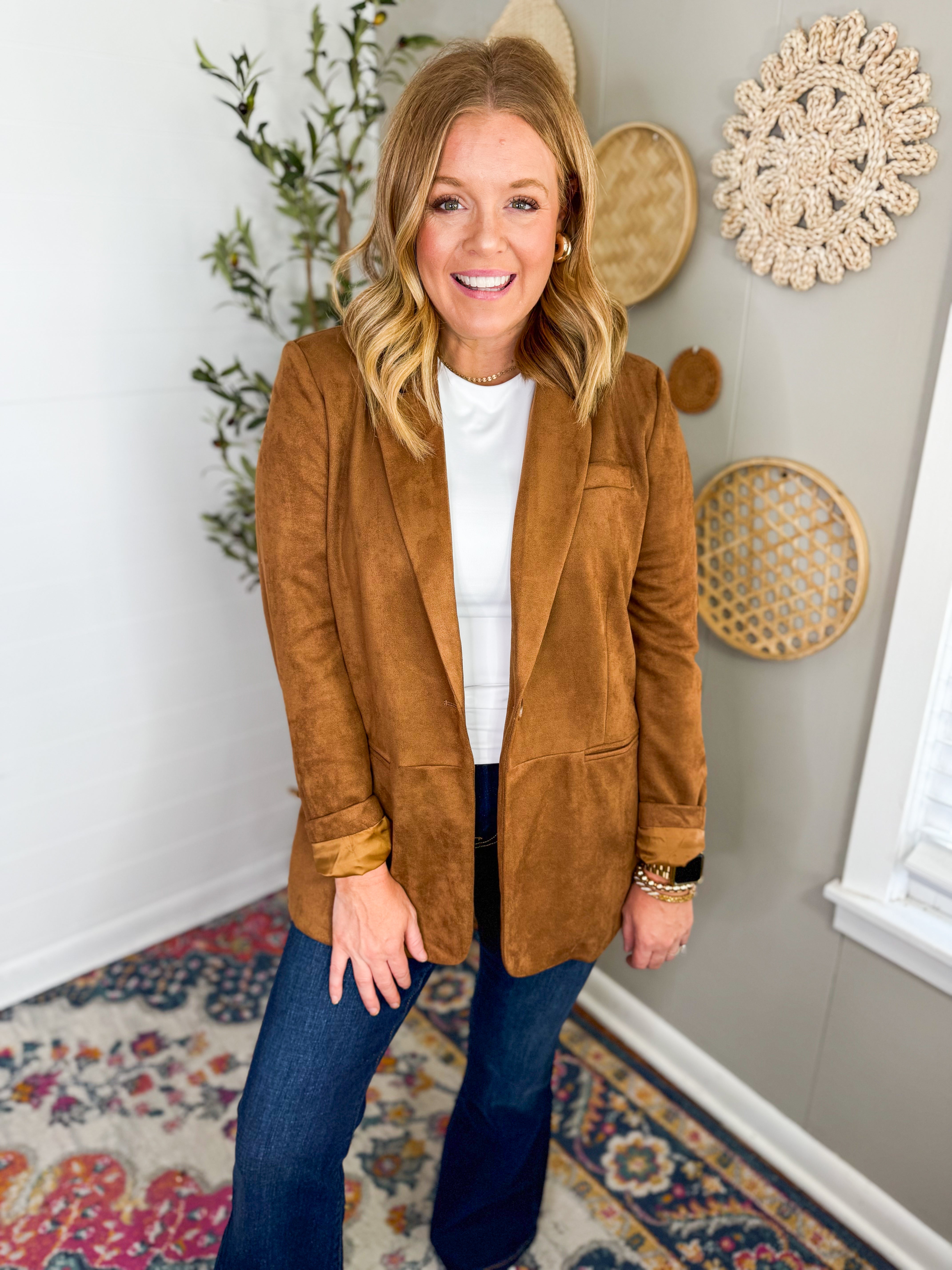 Faux Suede Relaxed Fit Blazer