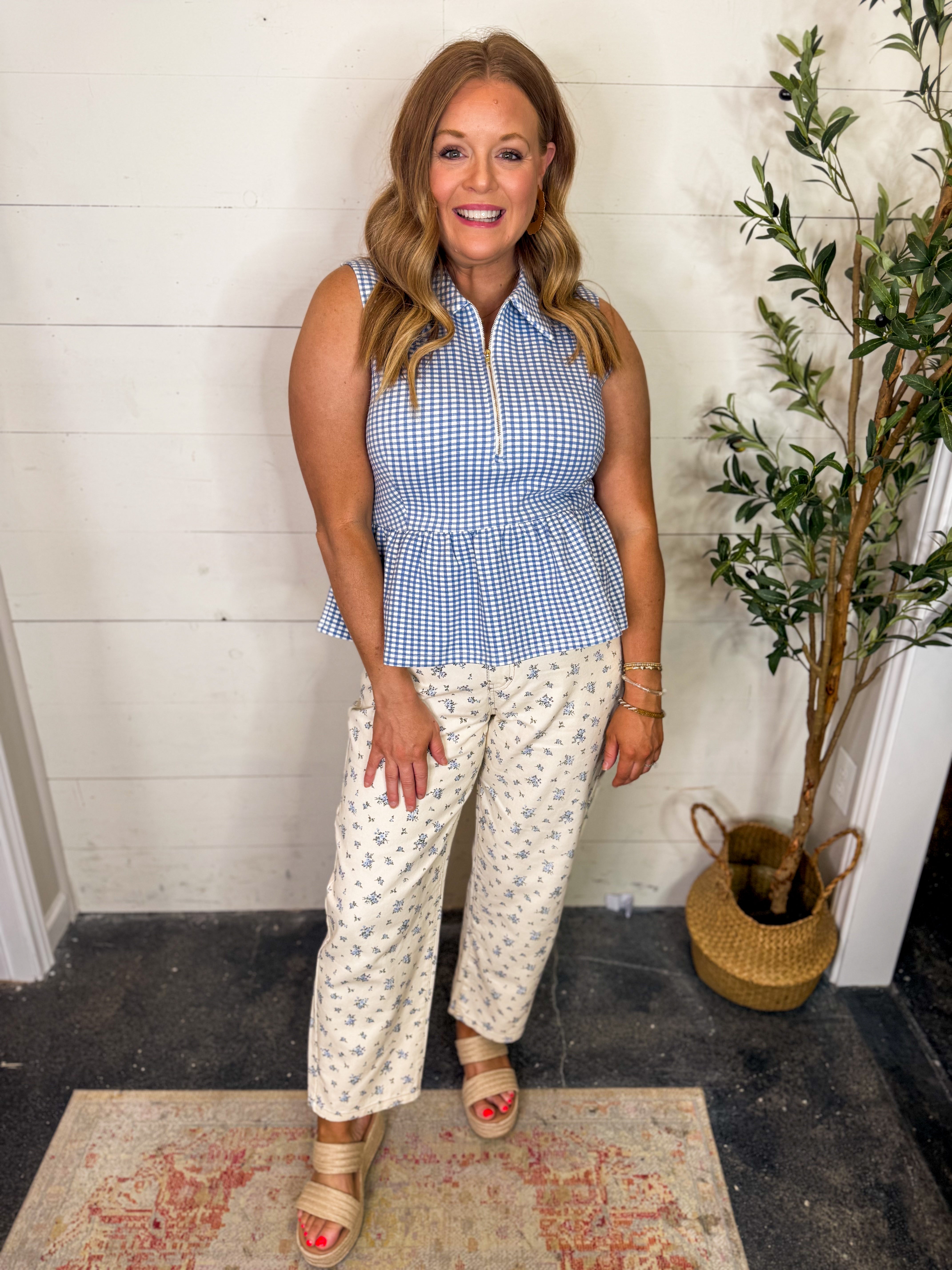 Floral Ecru Denim Pattern Jeans