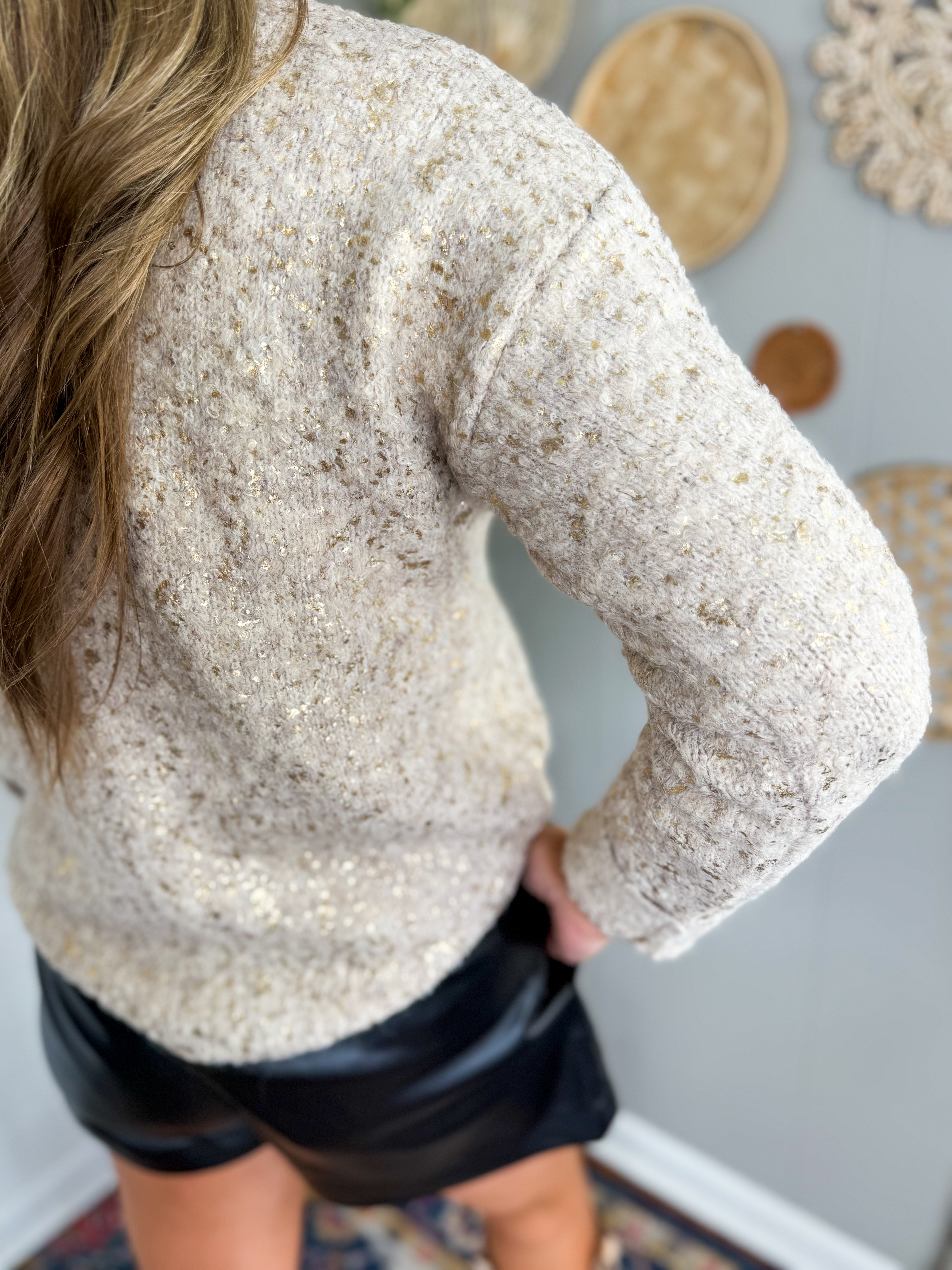 Speckle Foil Crew Neck Sweater