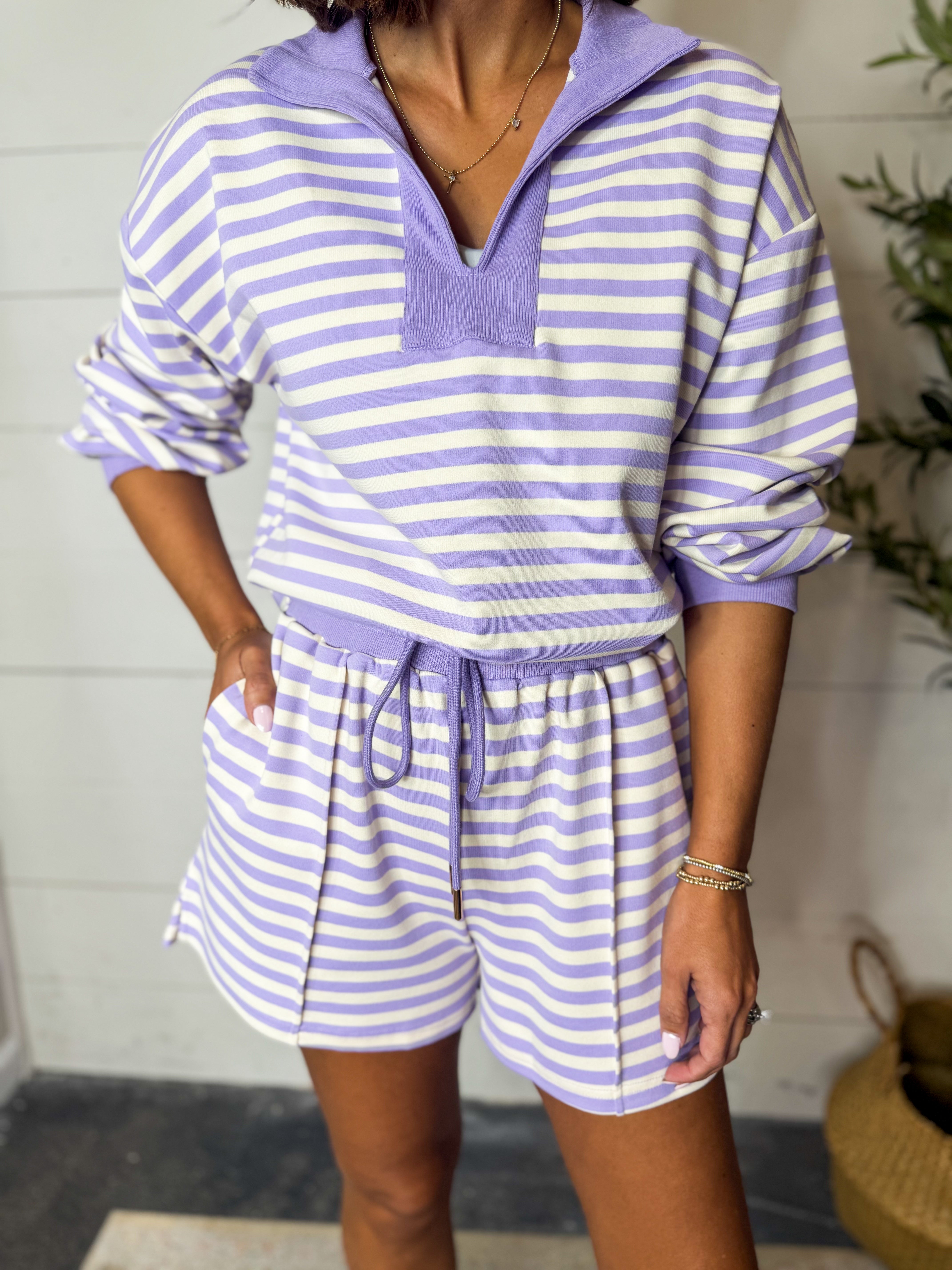Lavender Stripe Long Sleeve Knit Top