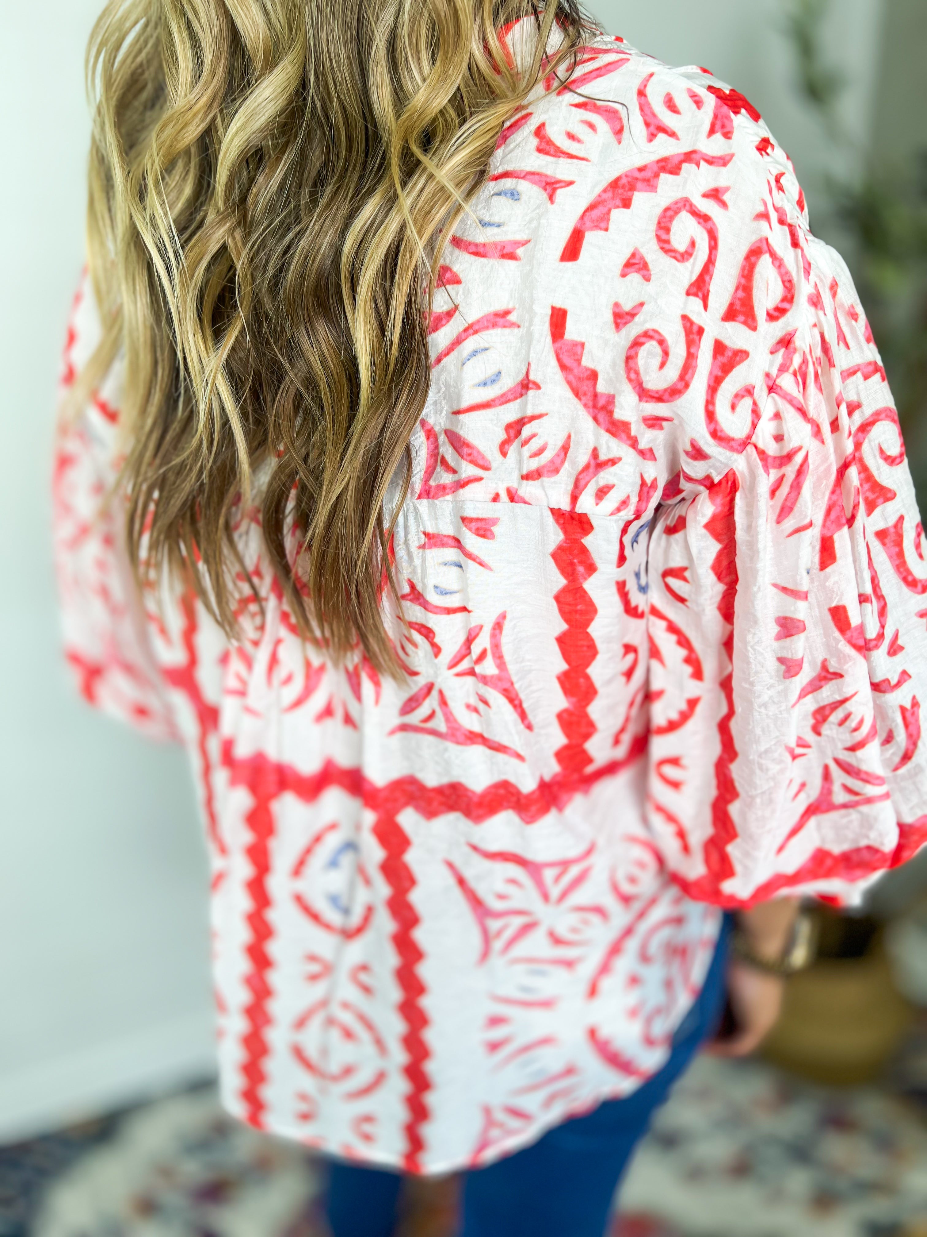 Cool Like Summer Aztec Print Blouse