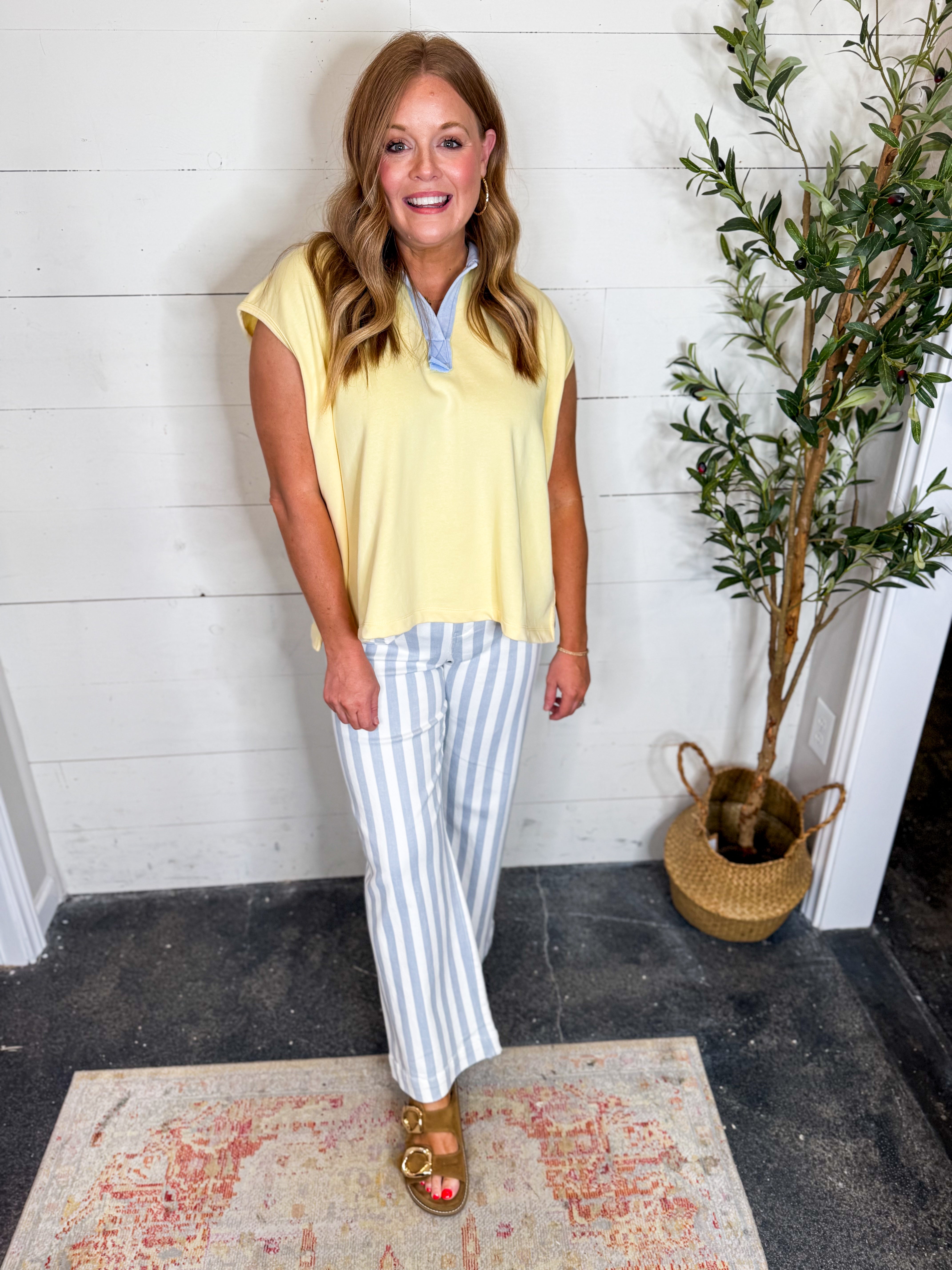 High Rise Striped Pants