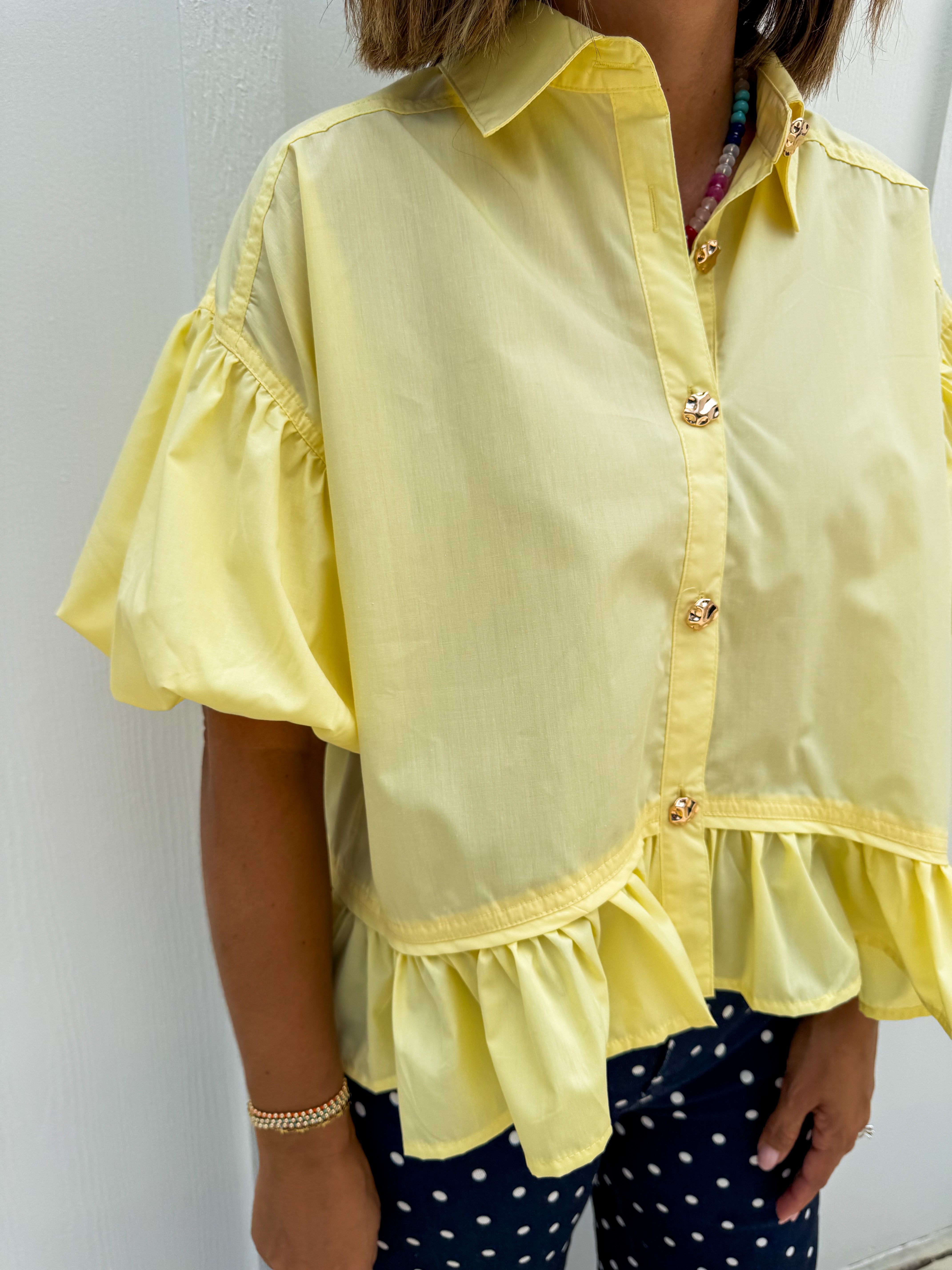 Yellow Ruffle Hem Top