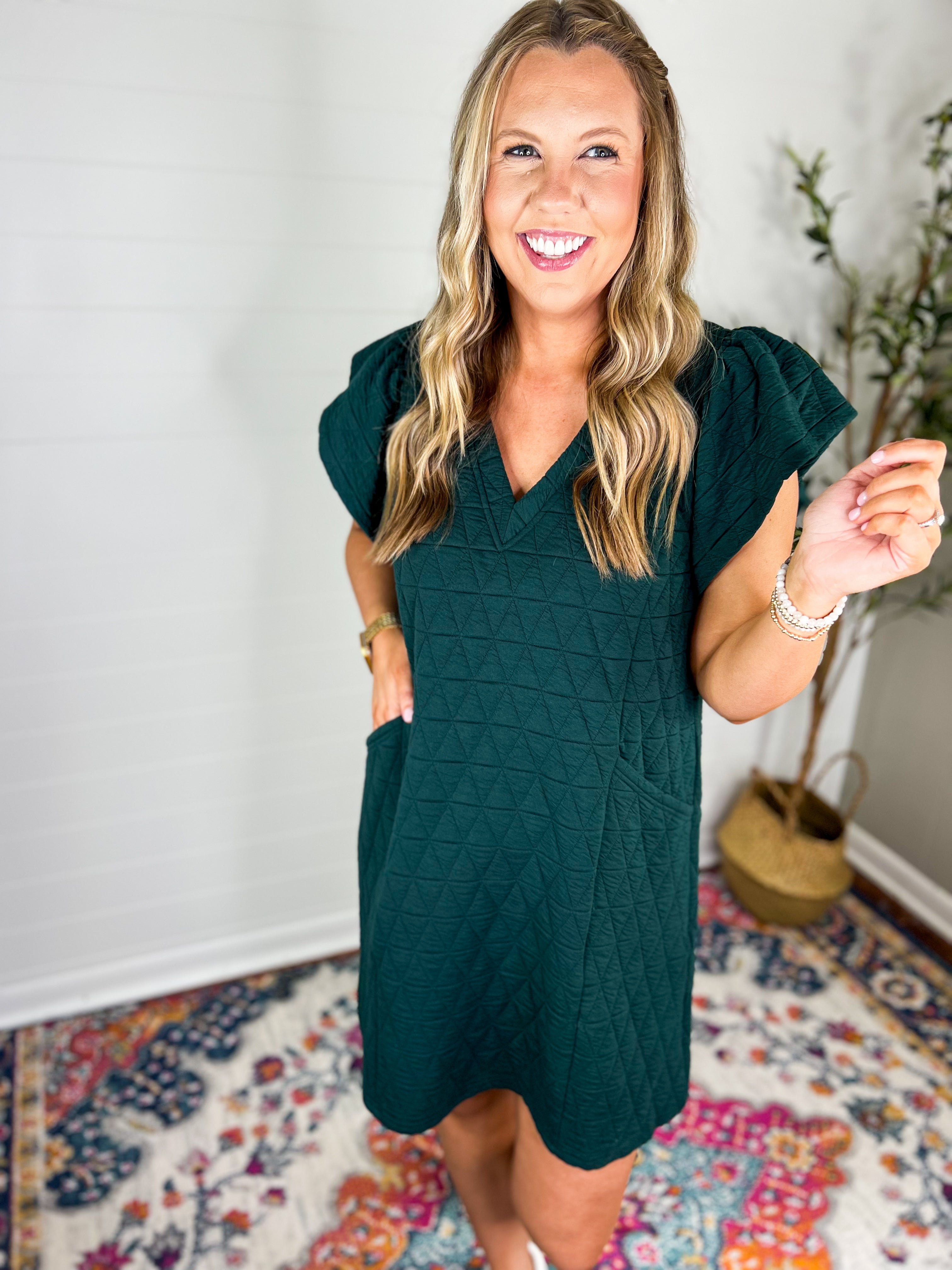 Textured Hunter Green Dress