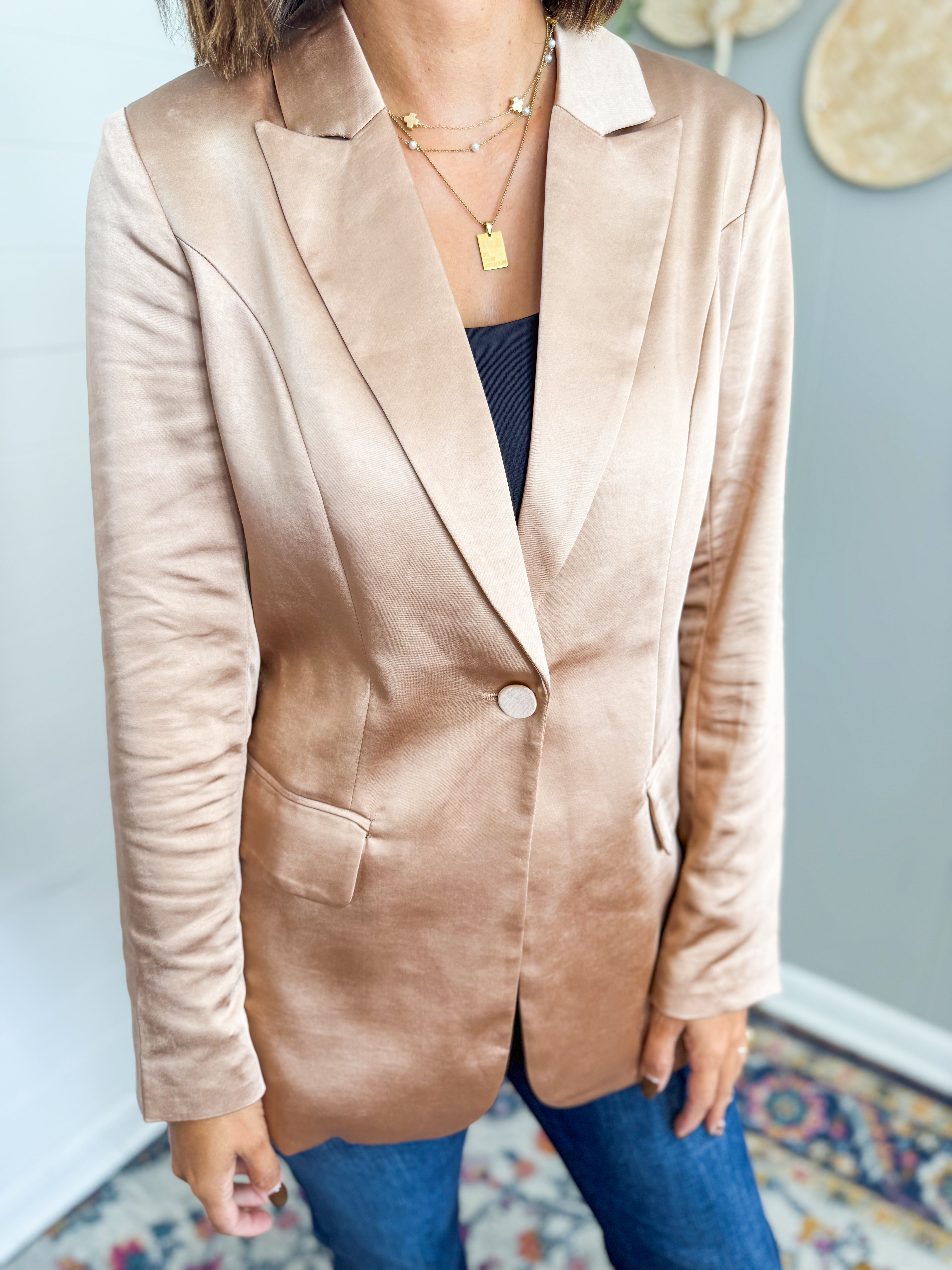 Almond Satin Blazer