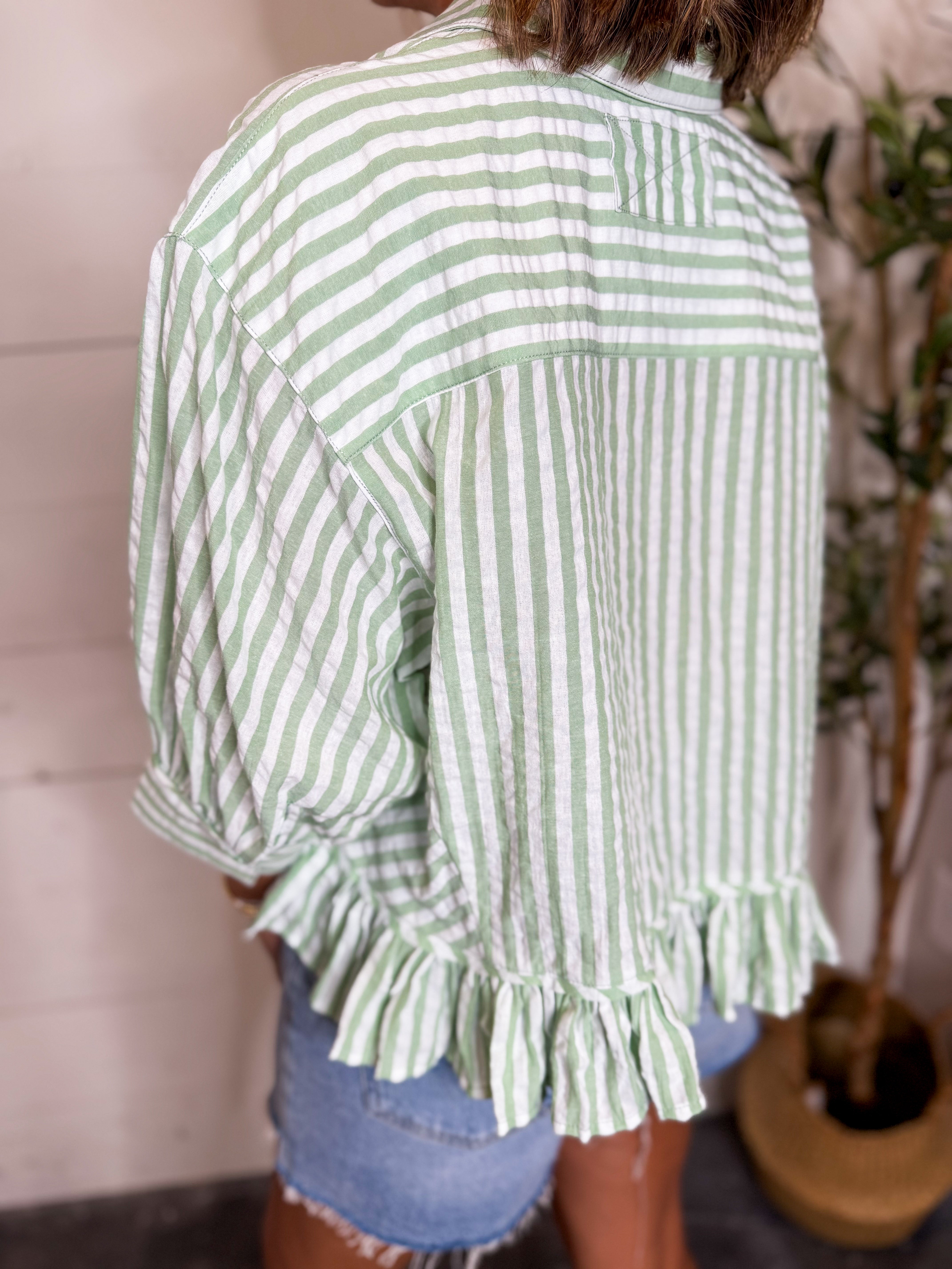 Stripe Bottom Frill Shirt