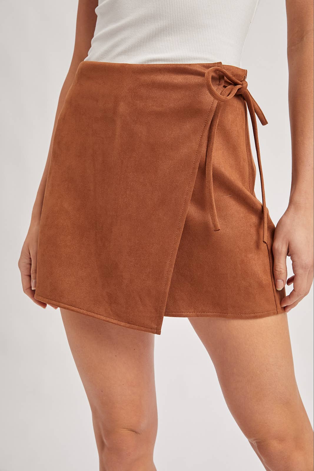 Faux Suede wrap Skort