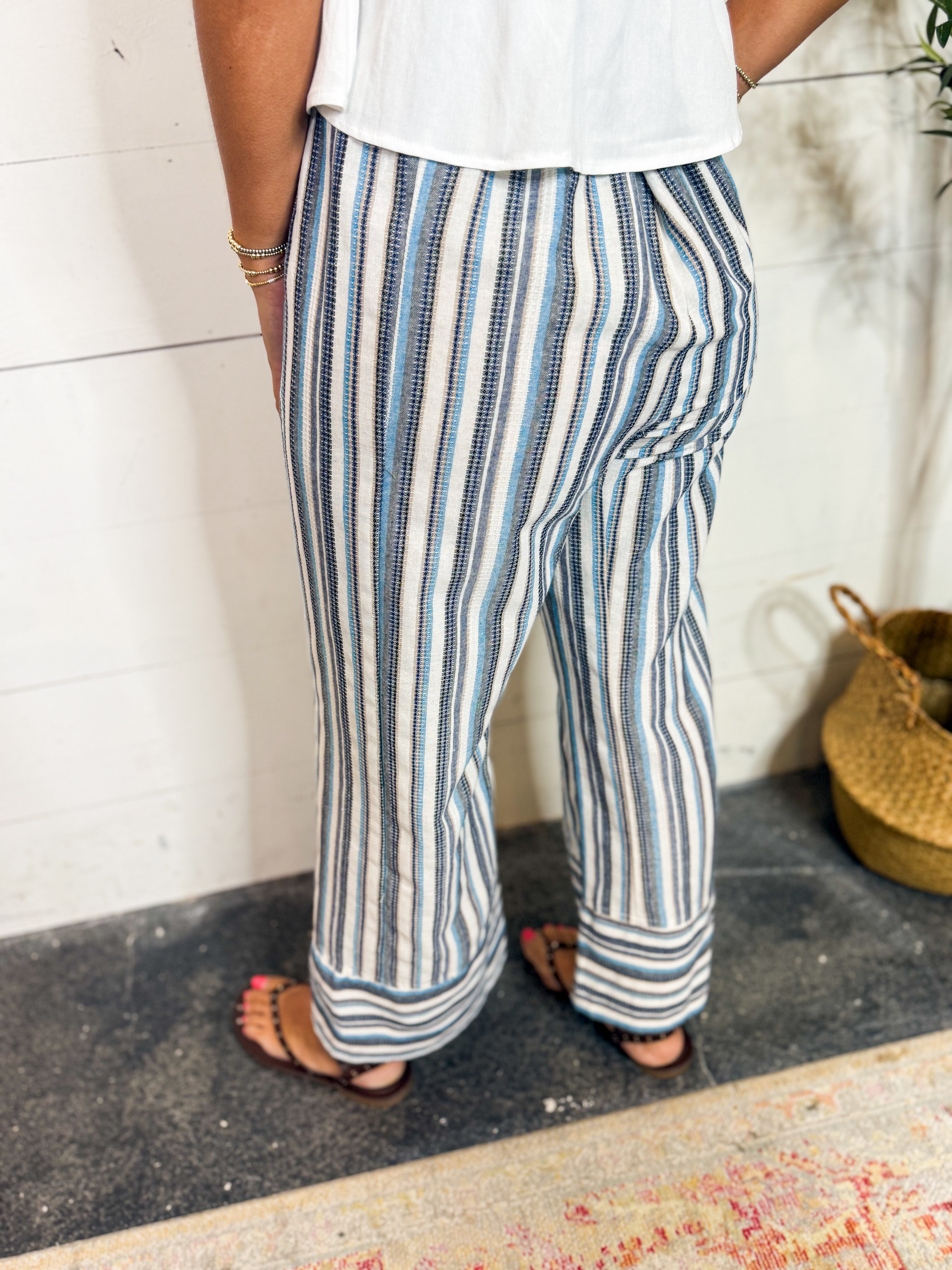 Striped Stretch Waistband Pants