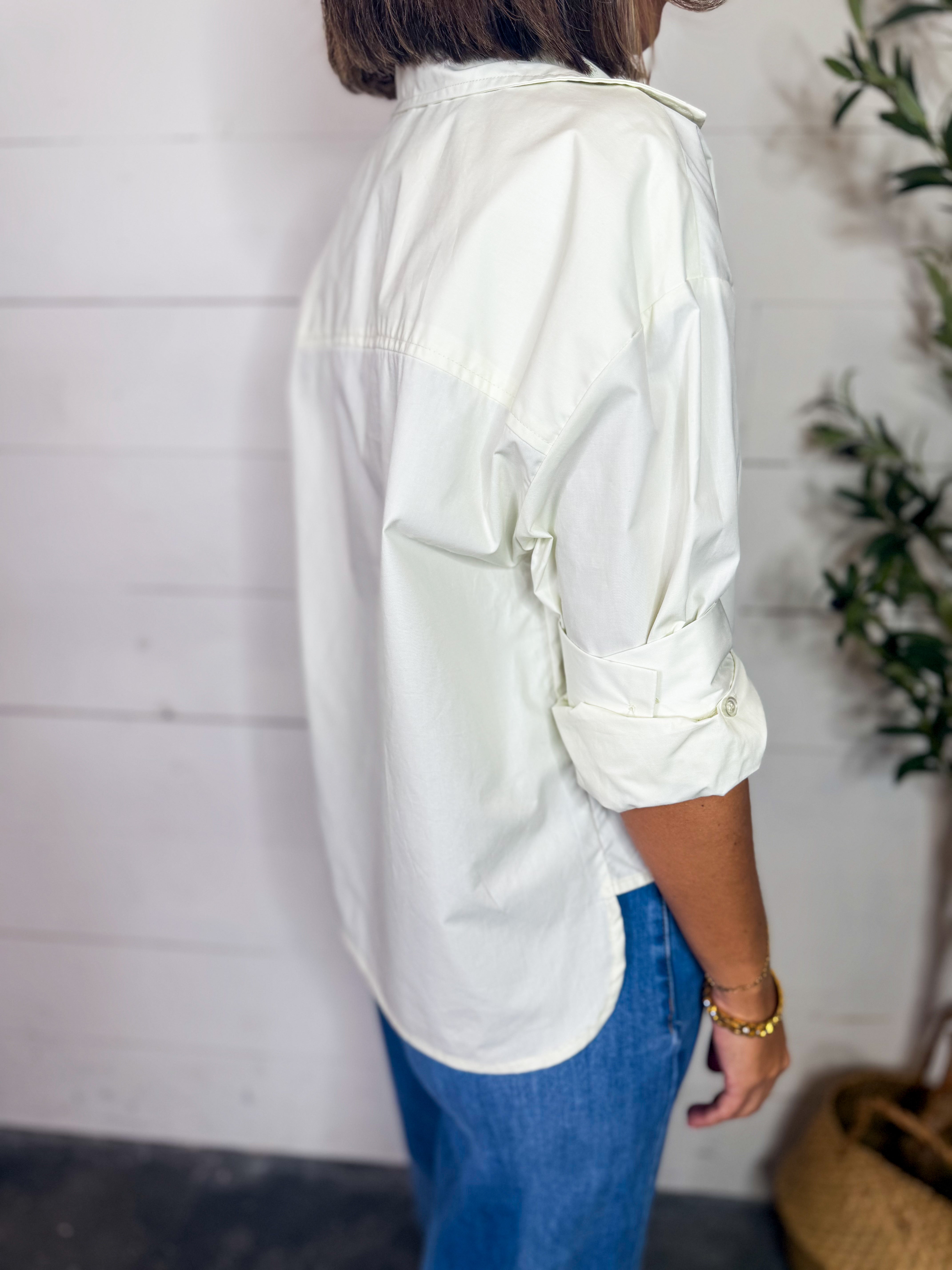 RD Kerwin Crisp Poplin Long Sleeve Hi-Low Shirt - Sweet Corn