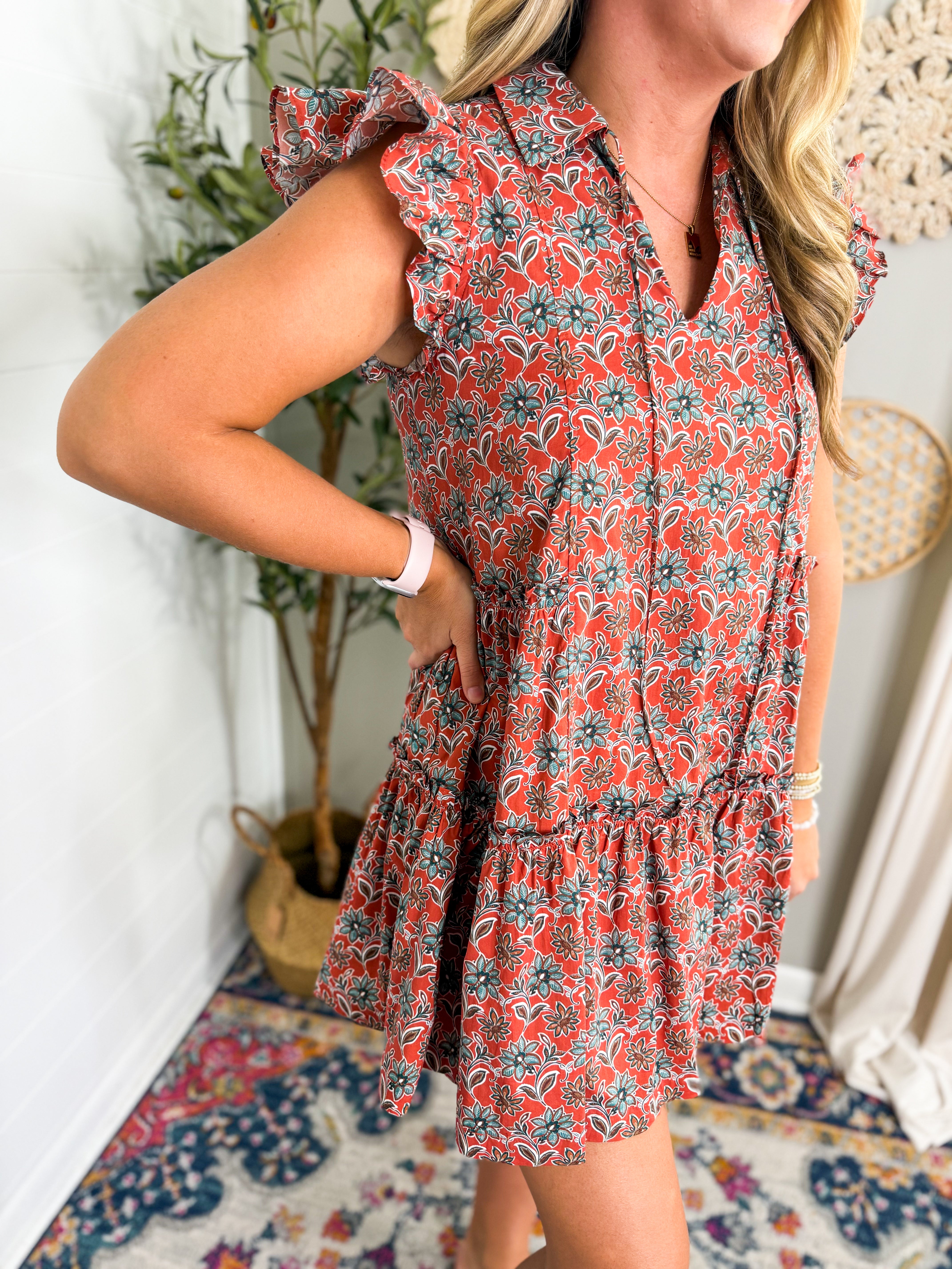 Fall Floral Tunic Mini Dress