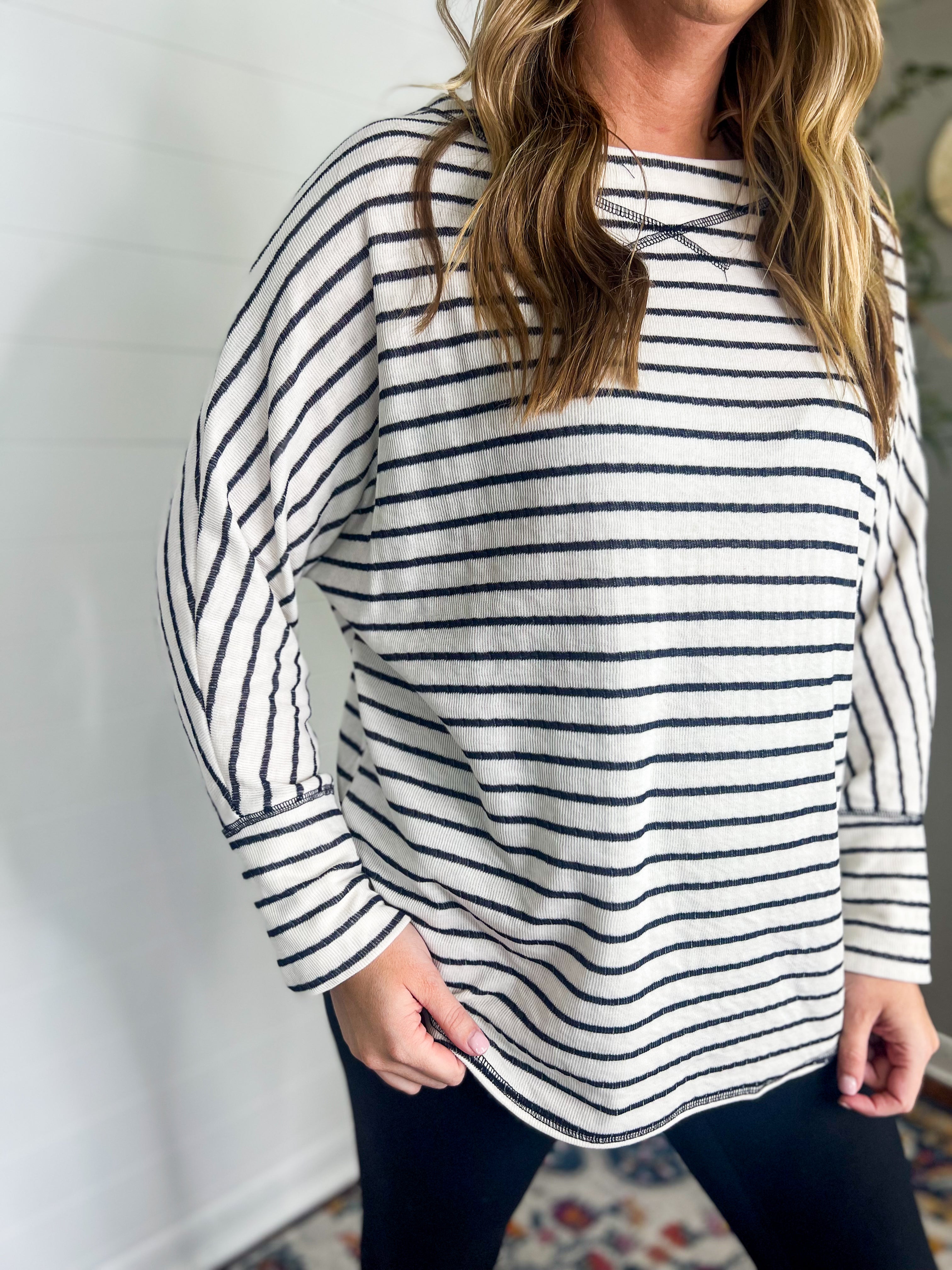 Navy Striped Top