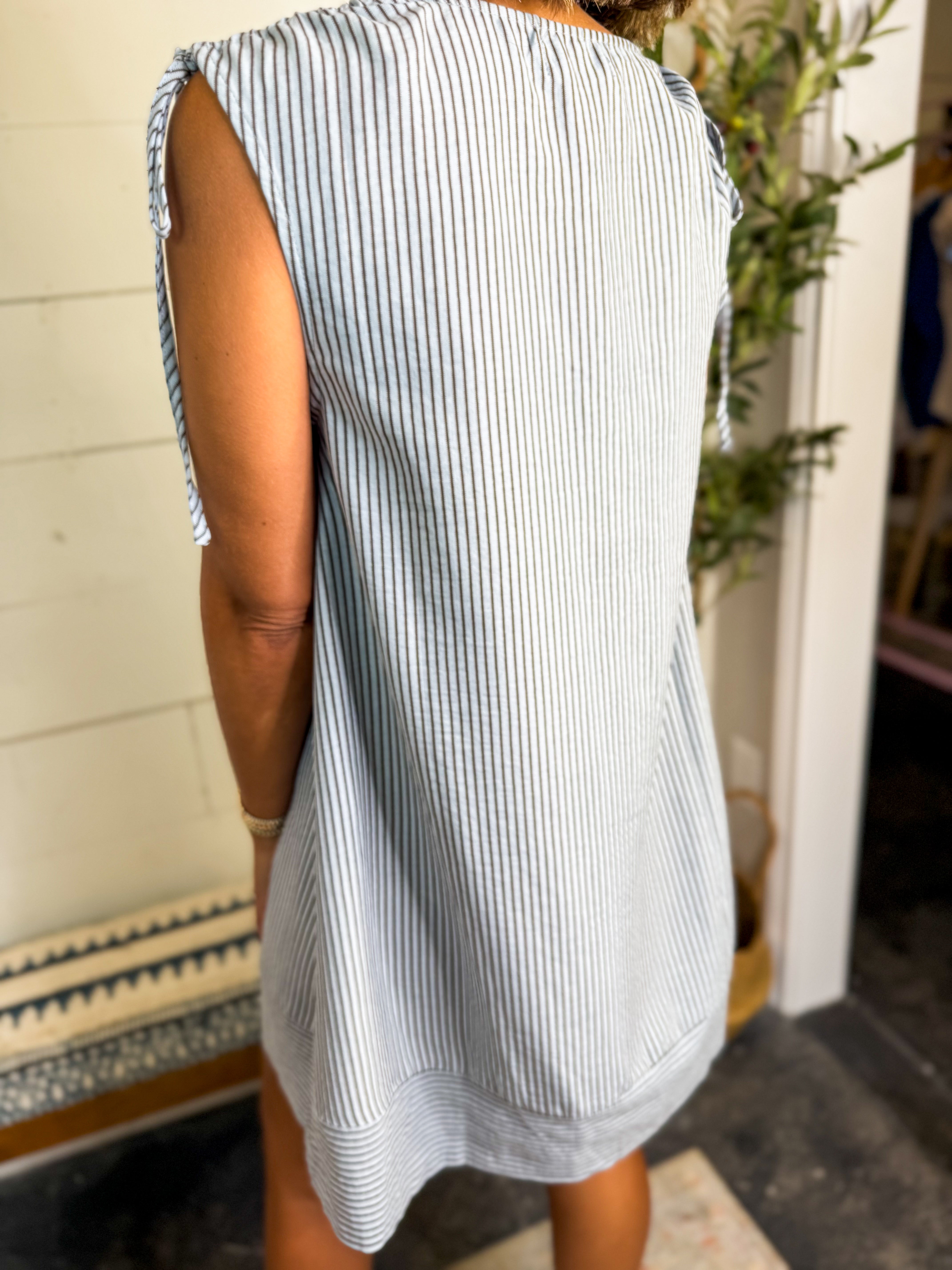 Ruched Shoulder Mini Swing Dress