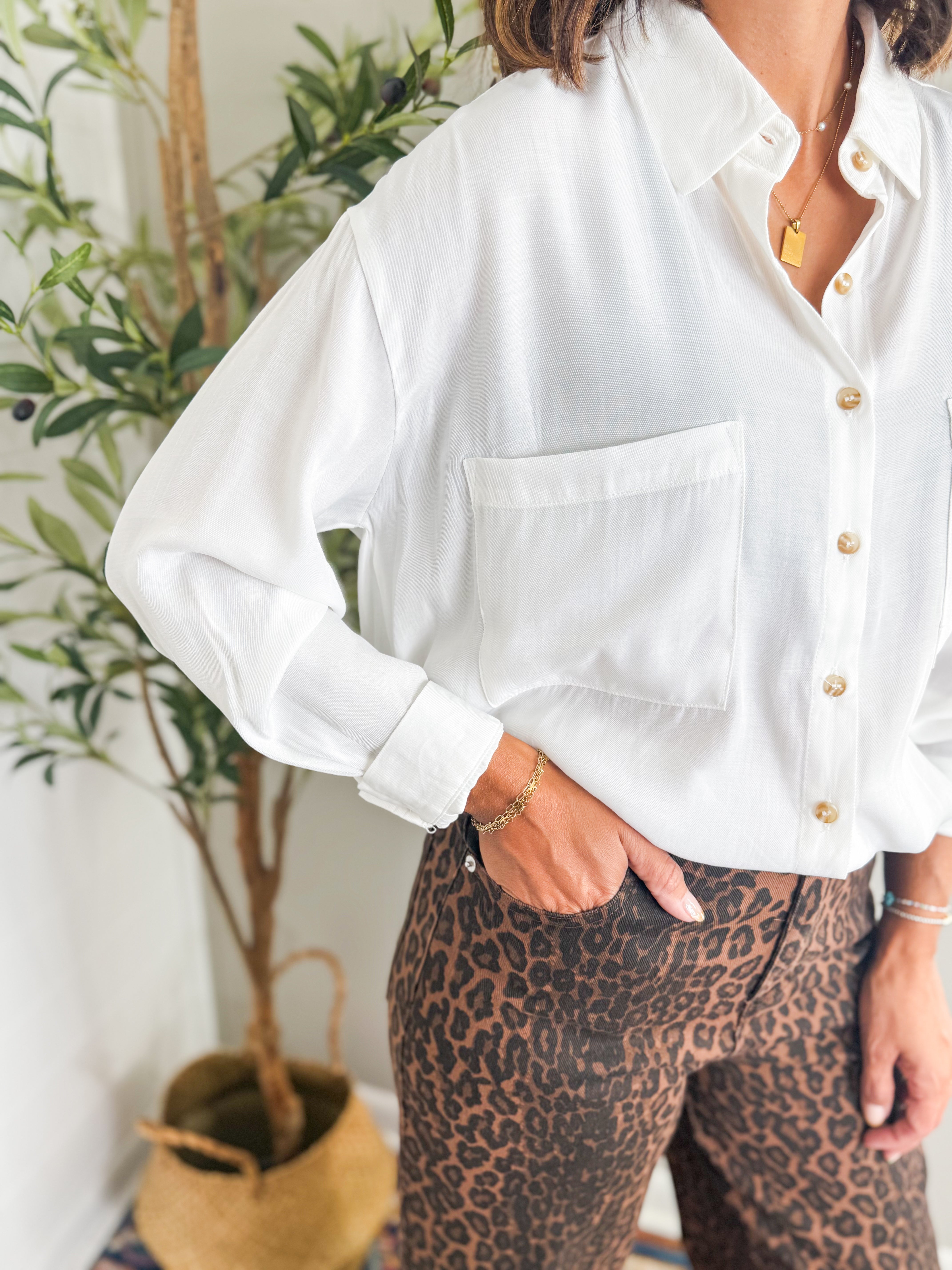 White Oversized Button Down Shirt