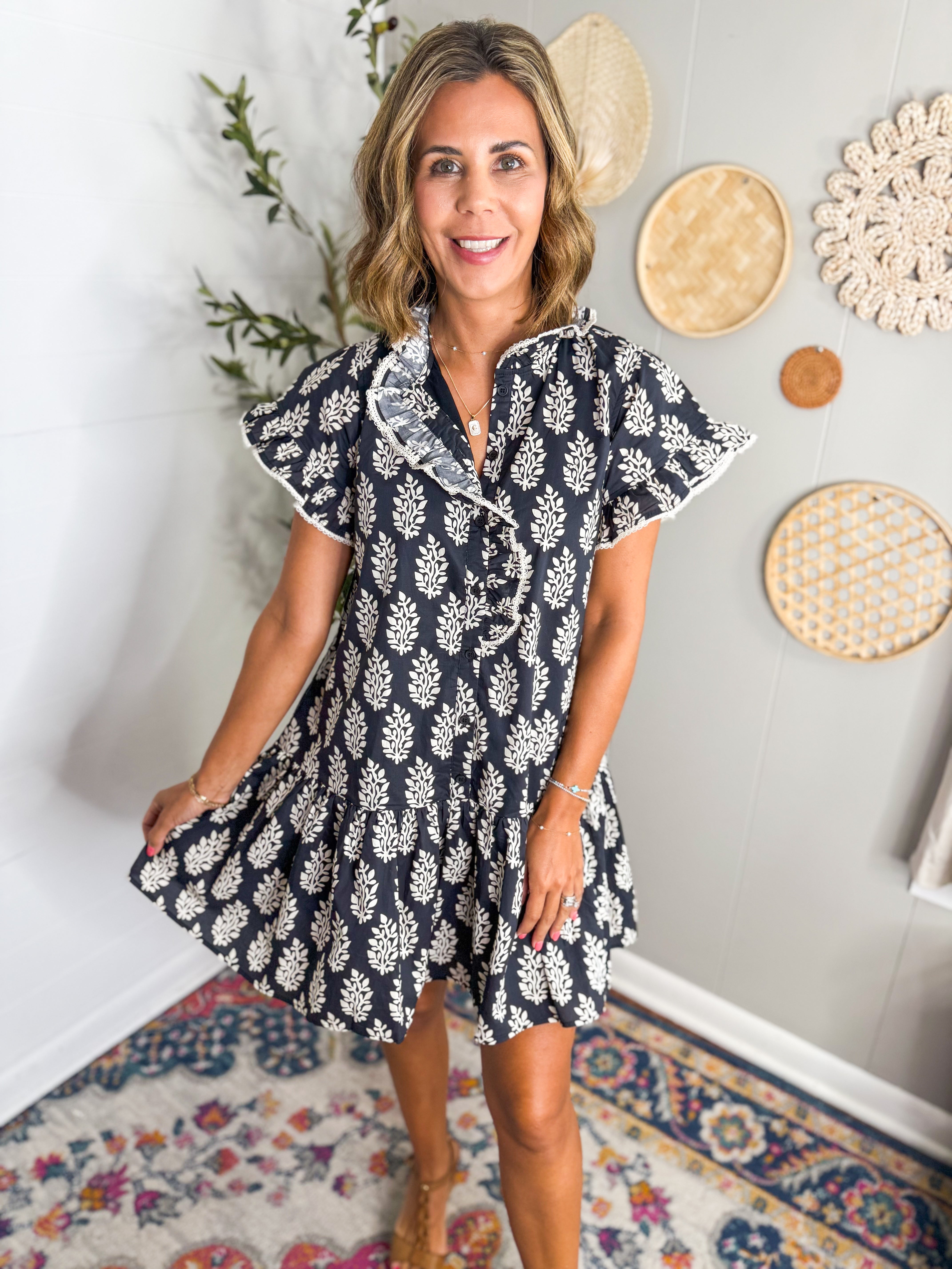 Botanical Print Mini Dress