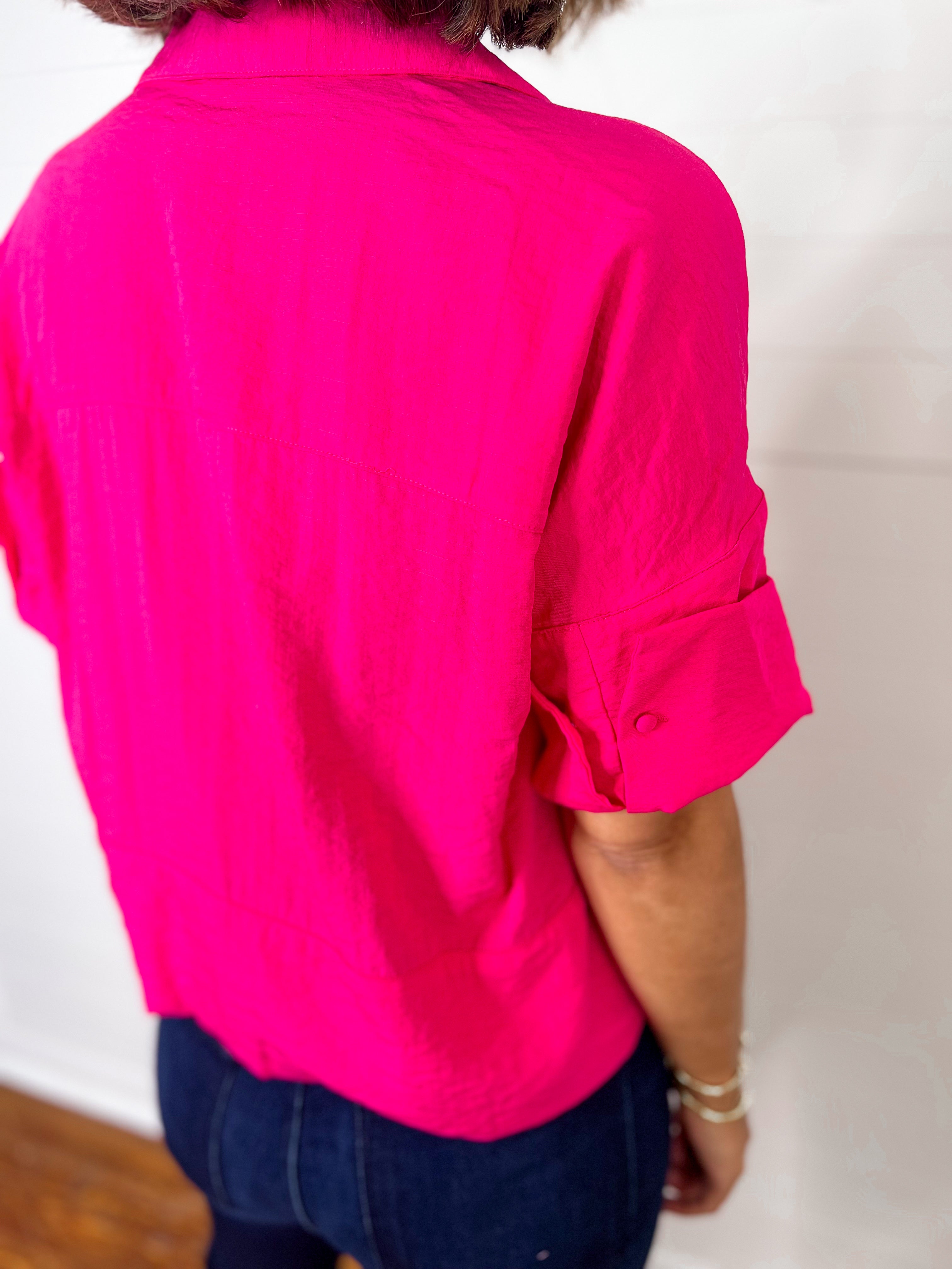 THML Pink Short Sleeve Button Up