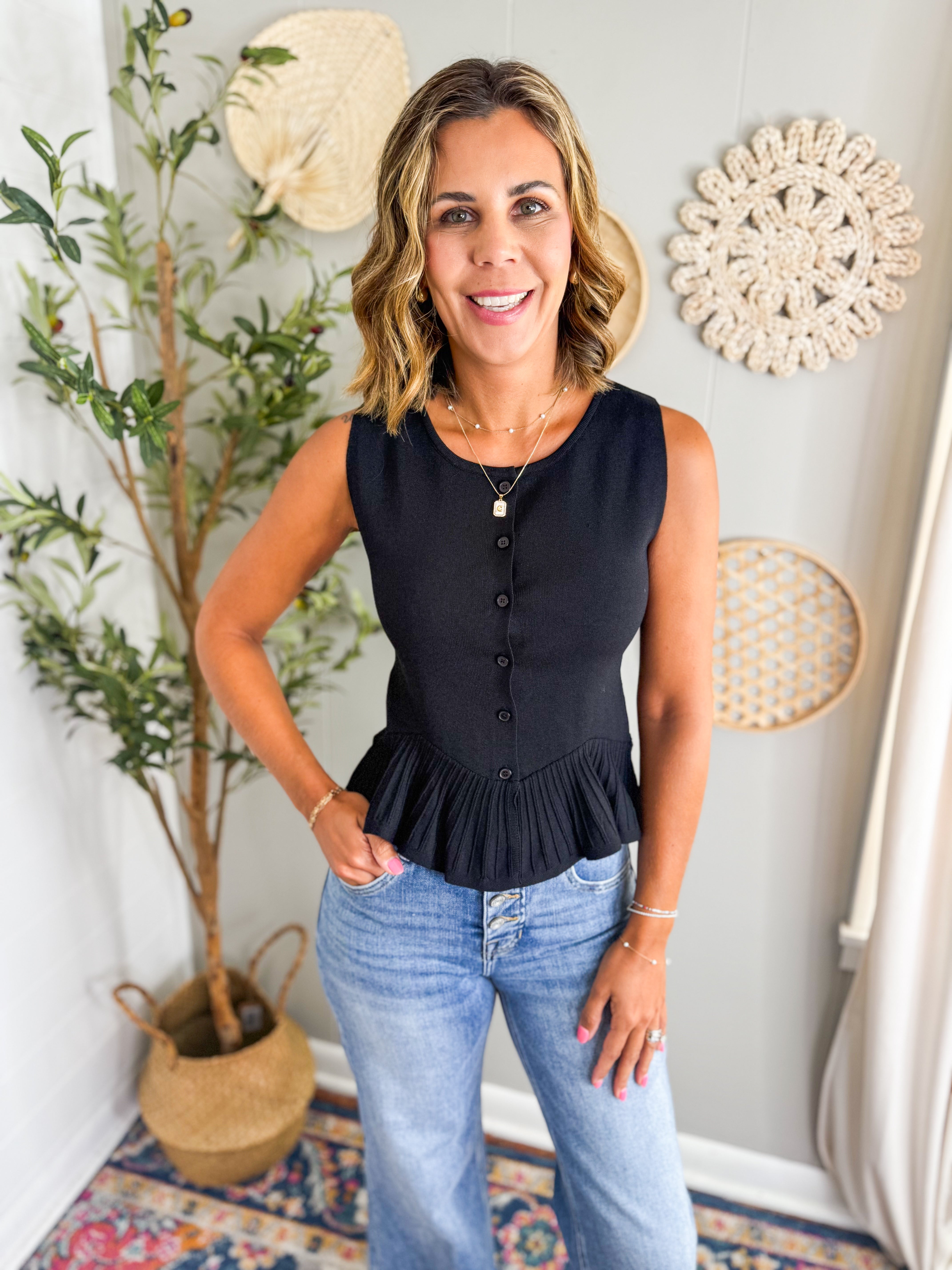 Sleeveless Knit Peplum Top