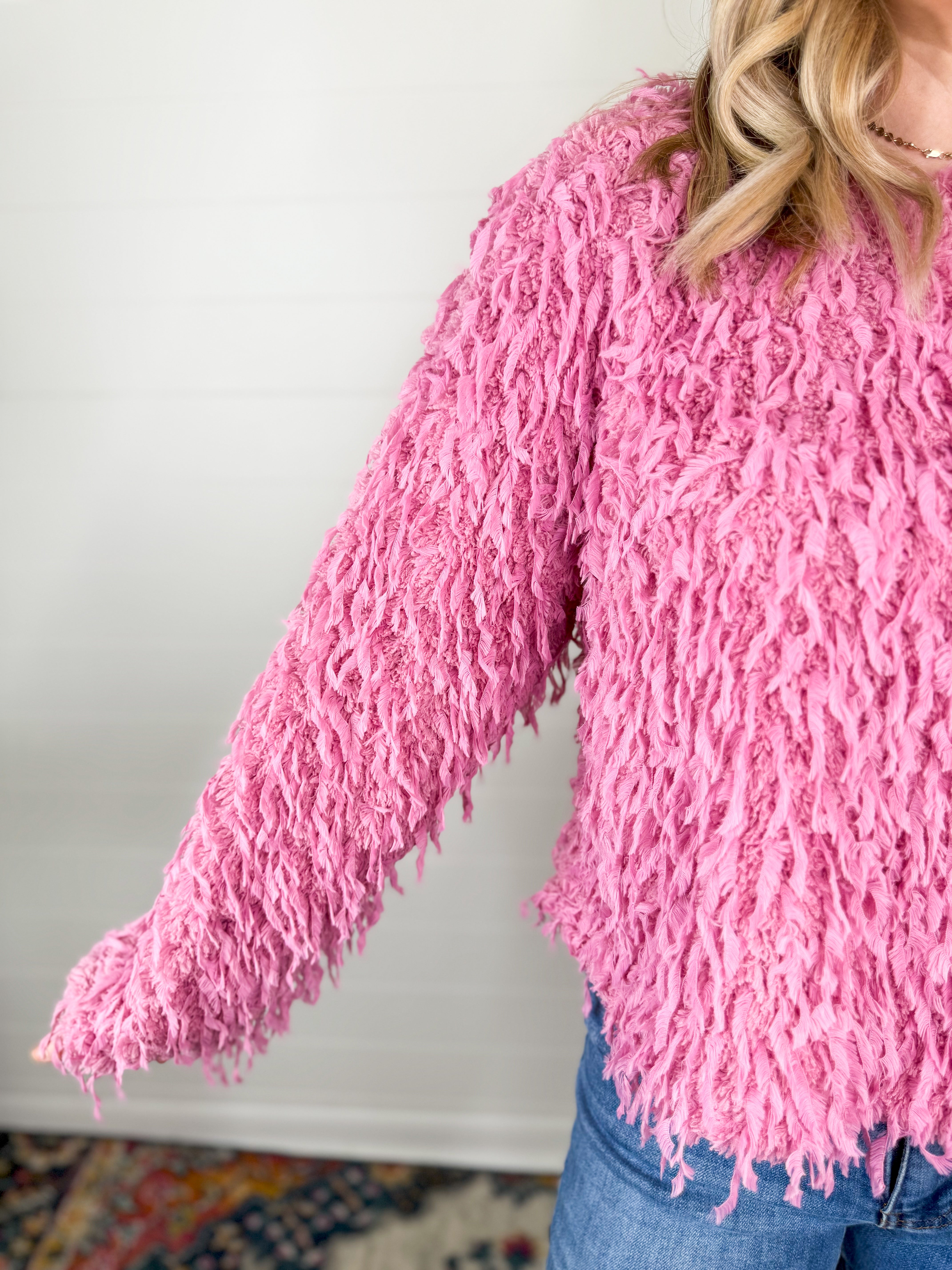 Pink Textured Knit Top