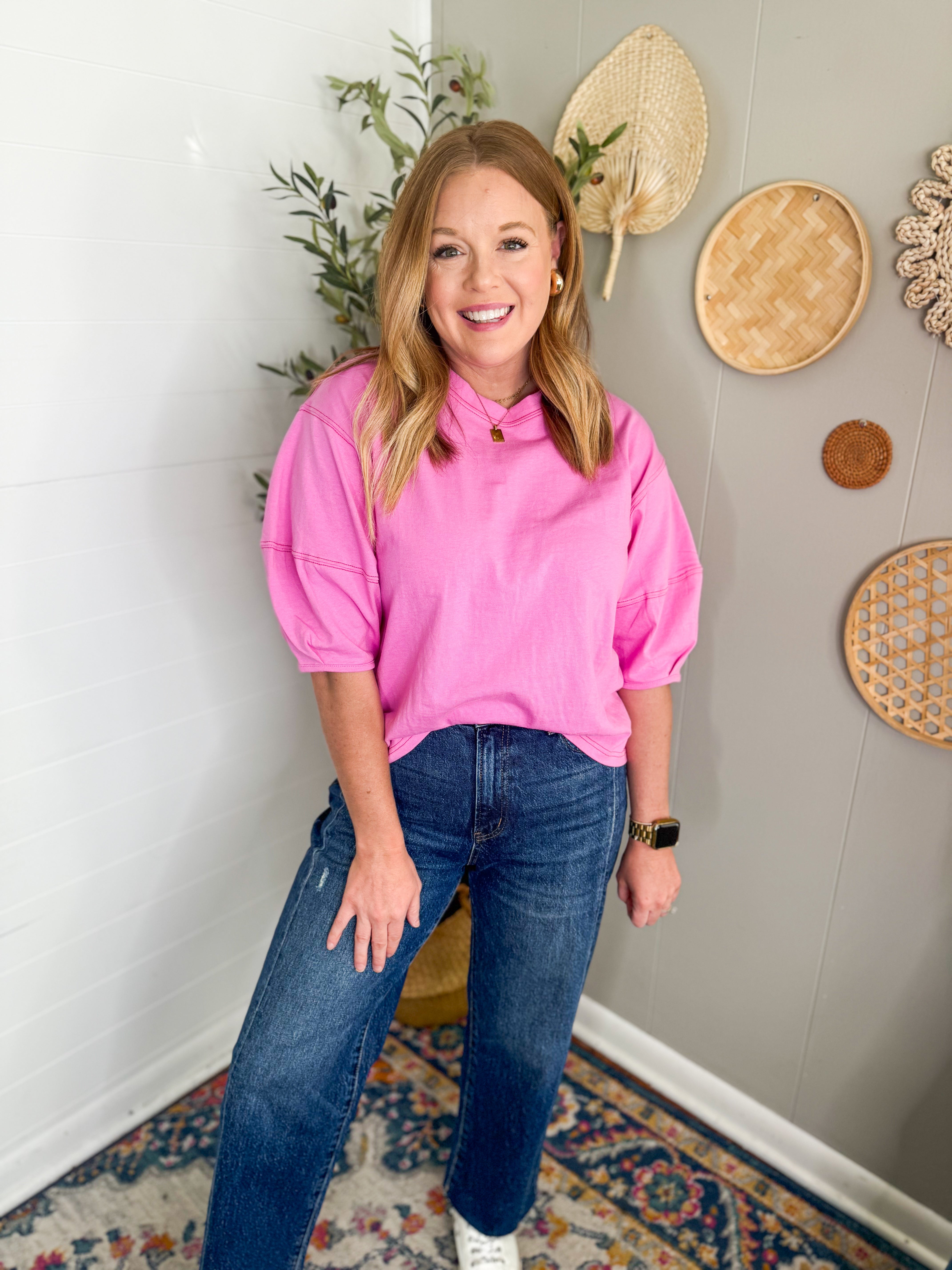 3/4 Balloon Sleeve Top