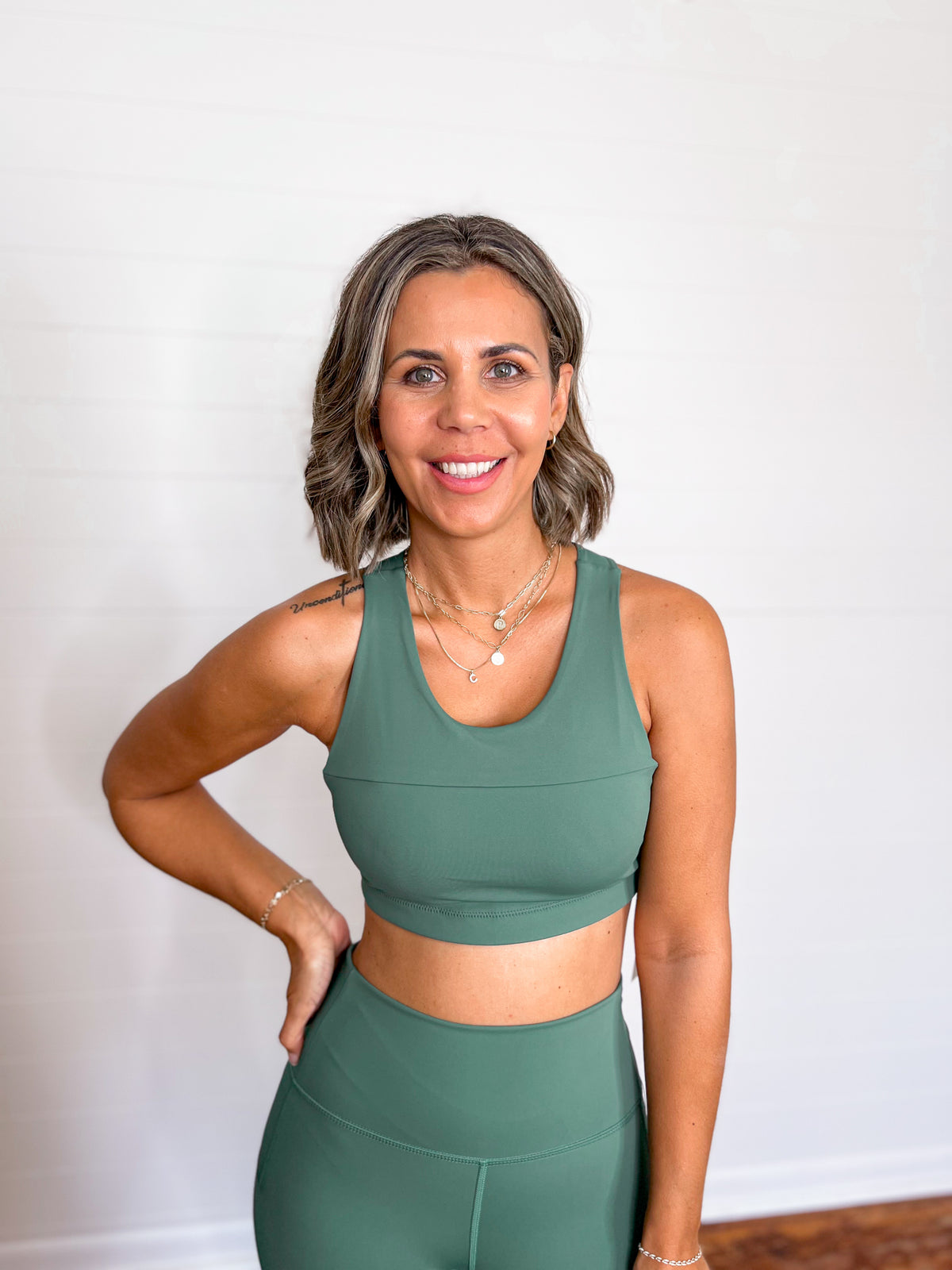 Mono B Split Front Overlay Back Adjustable Sports Bra — Common Roots  Boutique