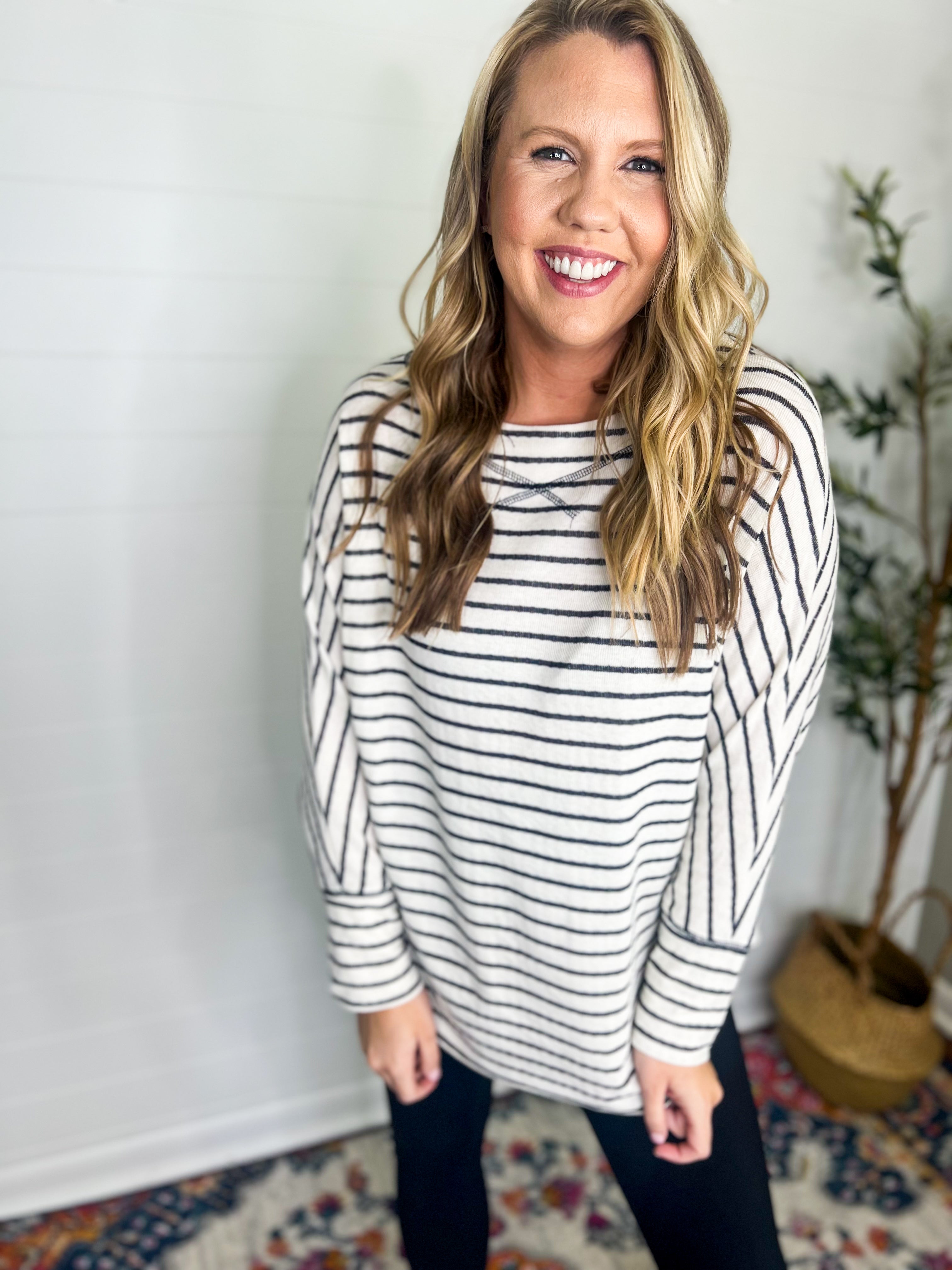 Navy Striped Top